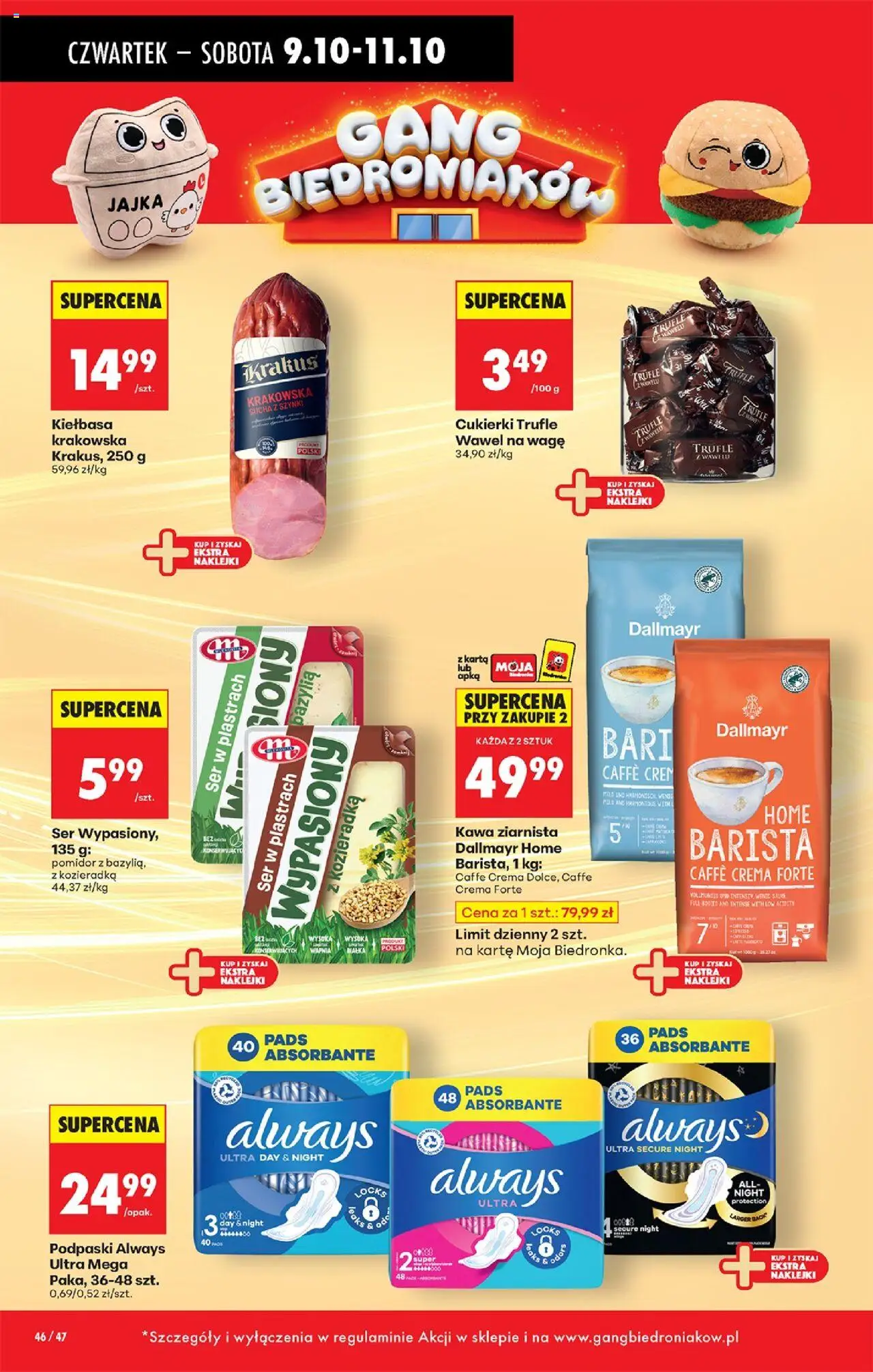 Biedronka gazetka - Oferta w tym tygodniu od 09.10.2025 | Strona: 54 | Produkty: Podpaski always, Bazylia, Kiełbasa krakowska, Ser