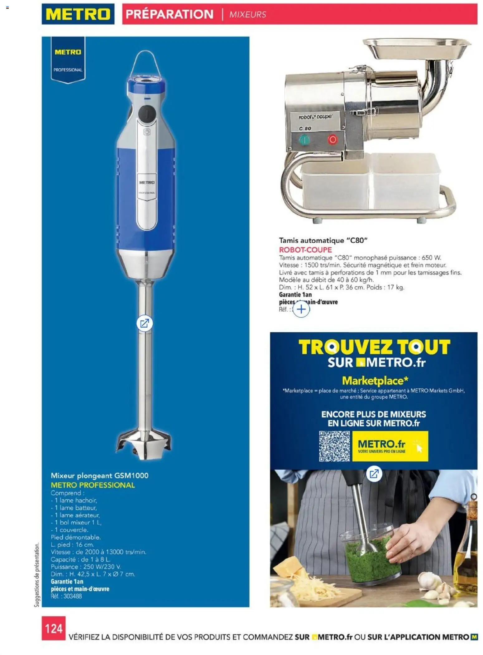 {H1} | Page: 124 | Produits: Mixeur, Tamis, Mixeur plongeant, Livre