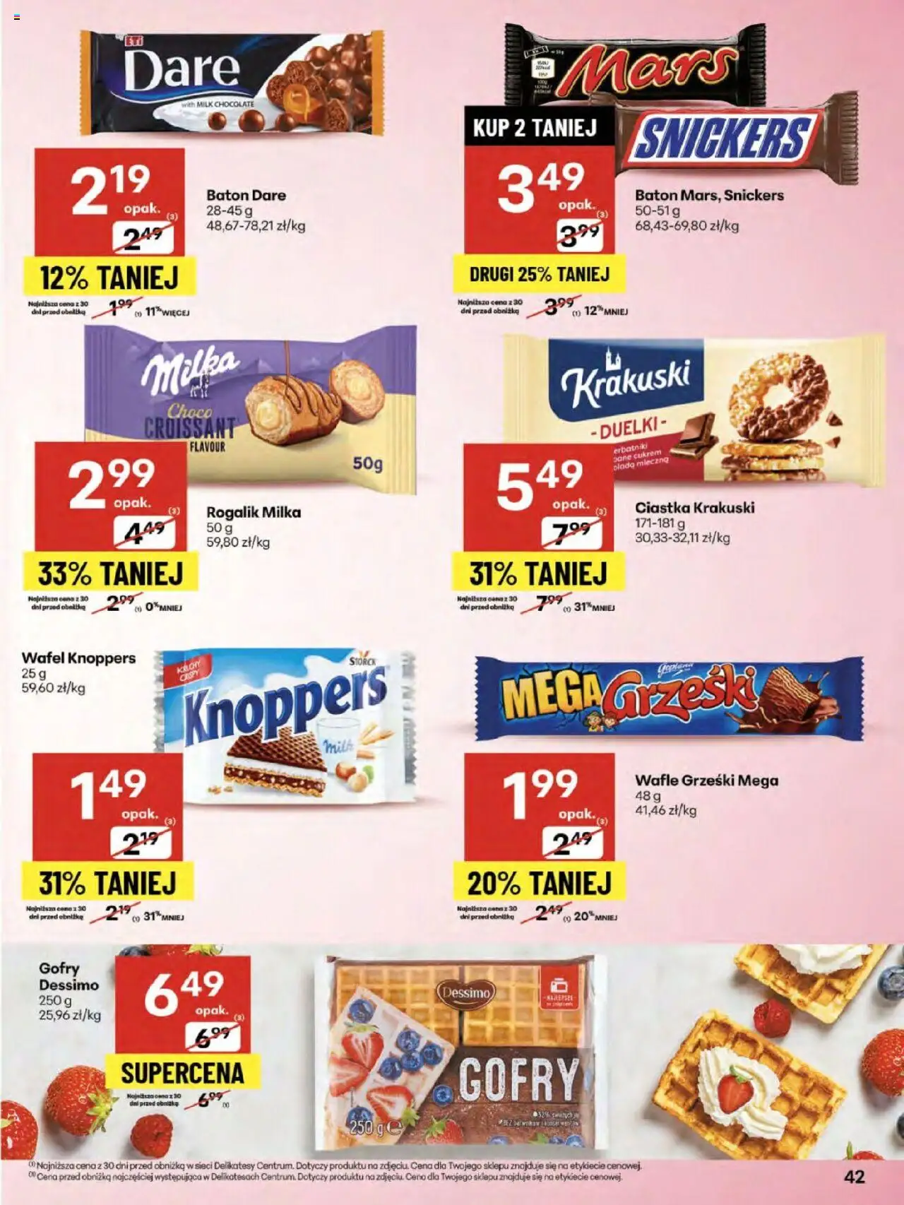 Delikatesy Centrum Gazetka - Sklepy Własne od 21.08.2025 | Strona: 42 | Produkty: Wafle, Milka, Baton, Ciastka