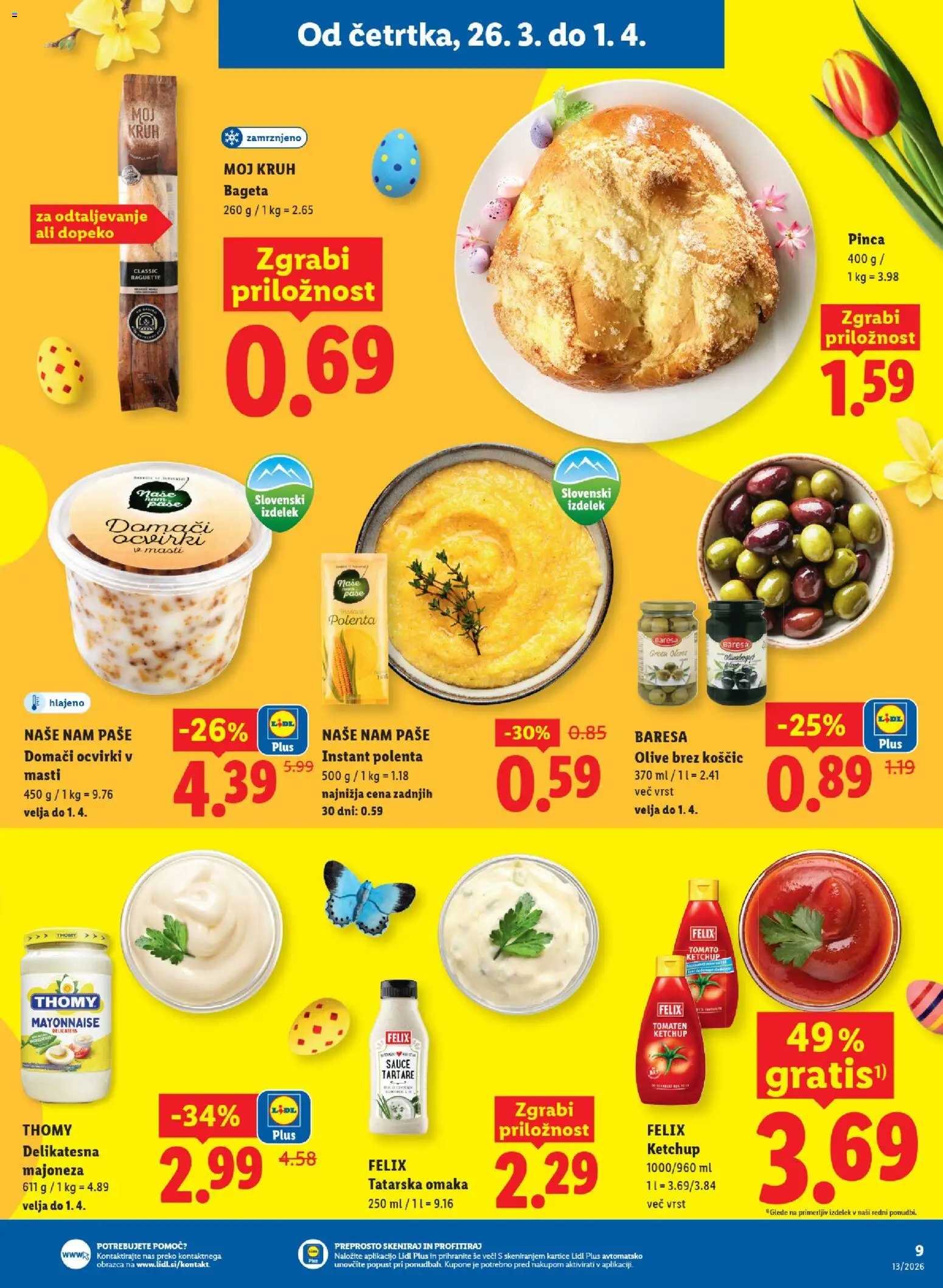 Novi Lidl katalog ponudbe – veljaven od 26.03.2026 | Stran: 9 | Izdelki: Ocvirki, Polenta, Majoneza, Omaka