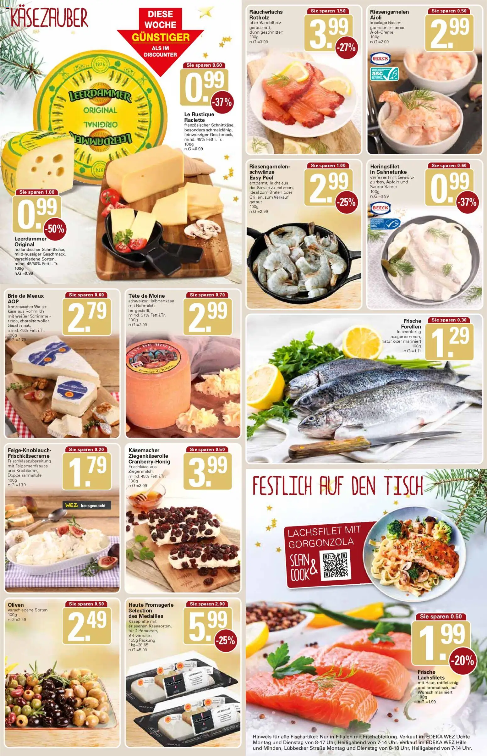 WEZ Prospekt – gültig ab 22.12.2025 | Seite: 3 | Produkte: Käse, Garnelen, Räucherlachs, Sahne