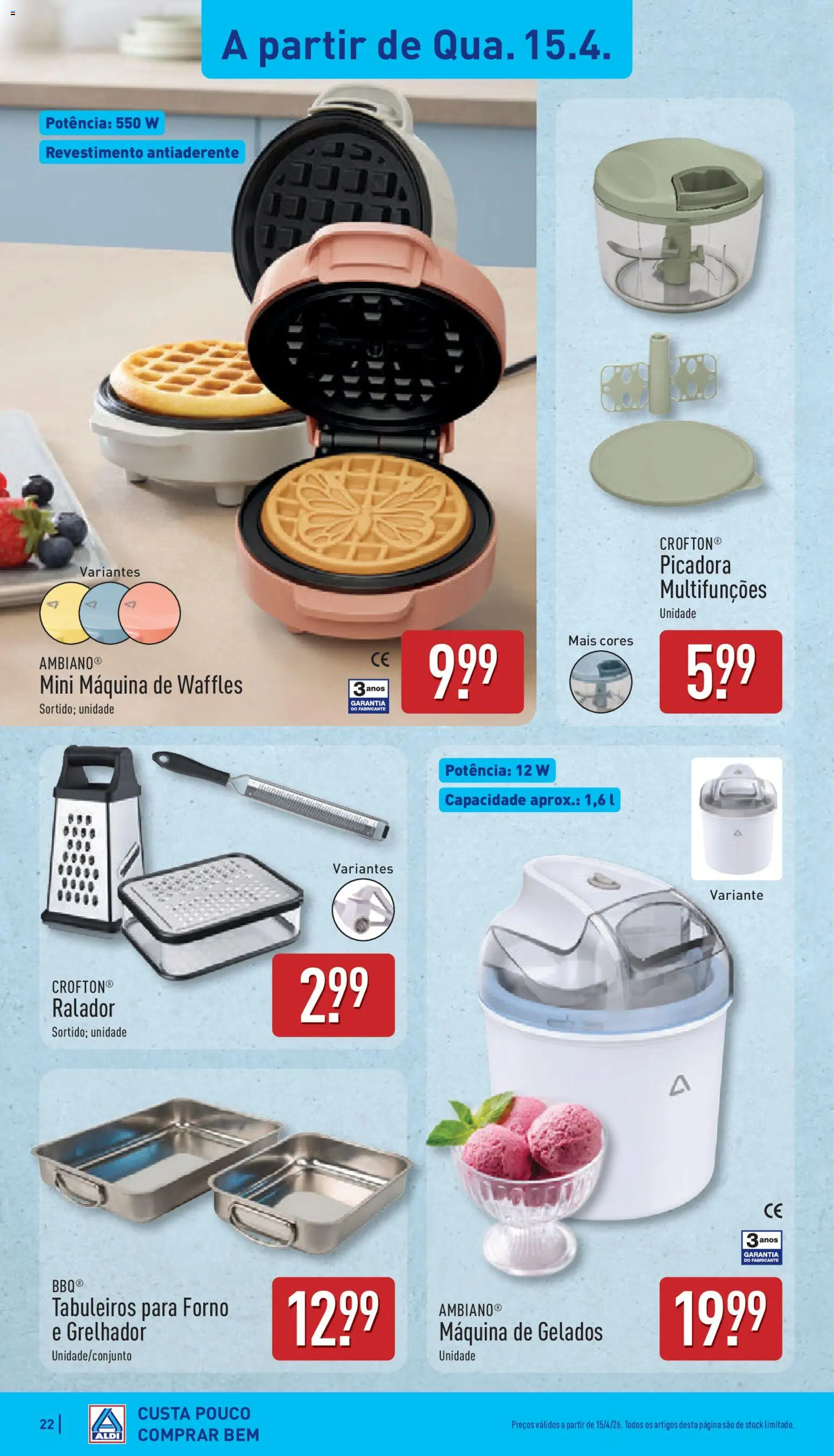 Aldi folheto │ válido de 13.04.2026 | Página: 22 | Produtos: Forno, Ralador, Máquina de waffles