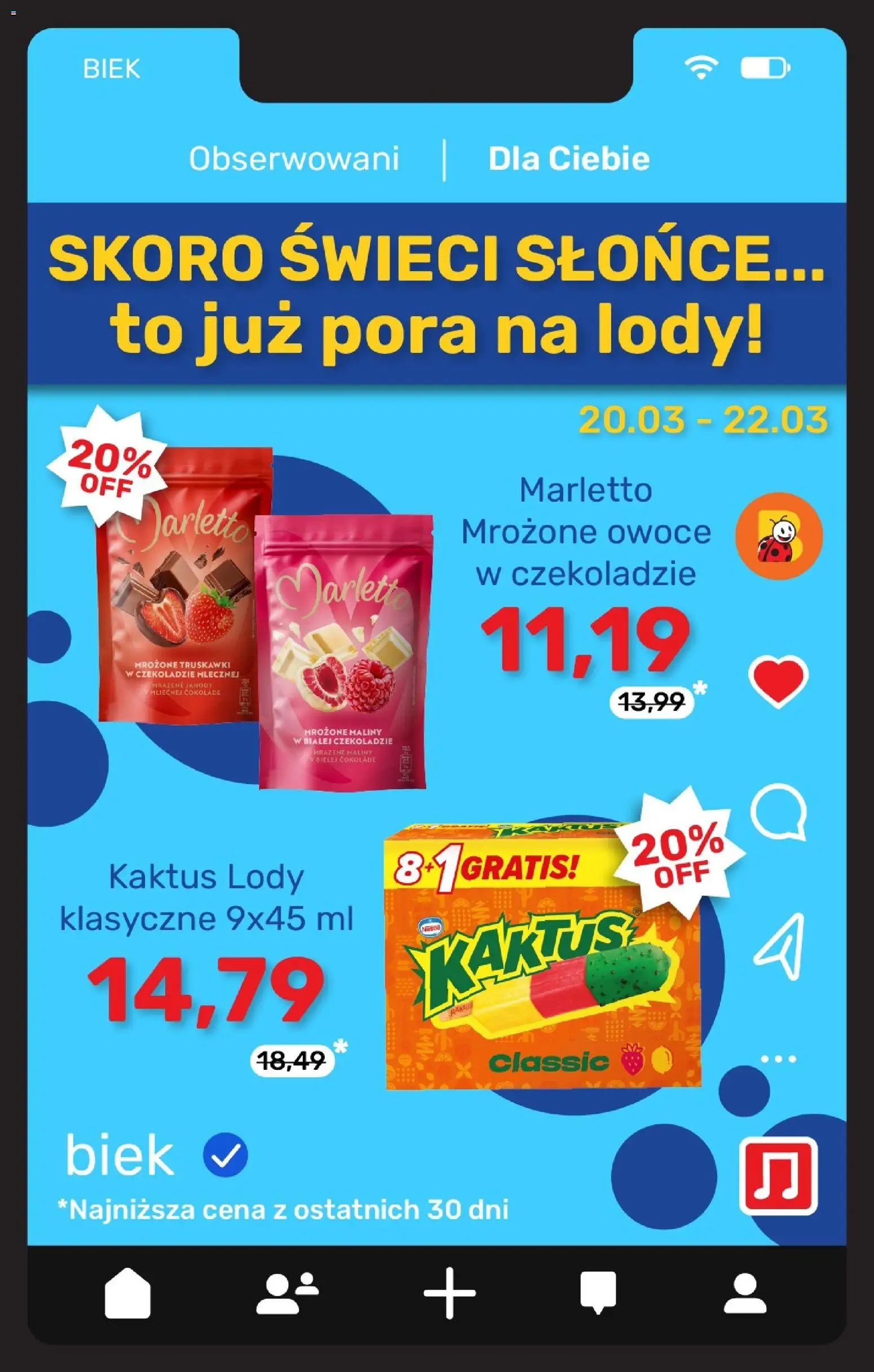 Biedronka gazetka - BIEK Express od 20.03.2026 | Strona: 4 | Produkty: Maliny, Mrożone owoce, Lody, Owoce