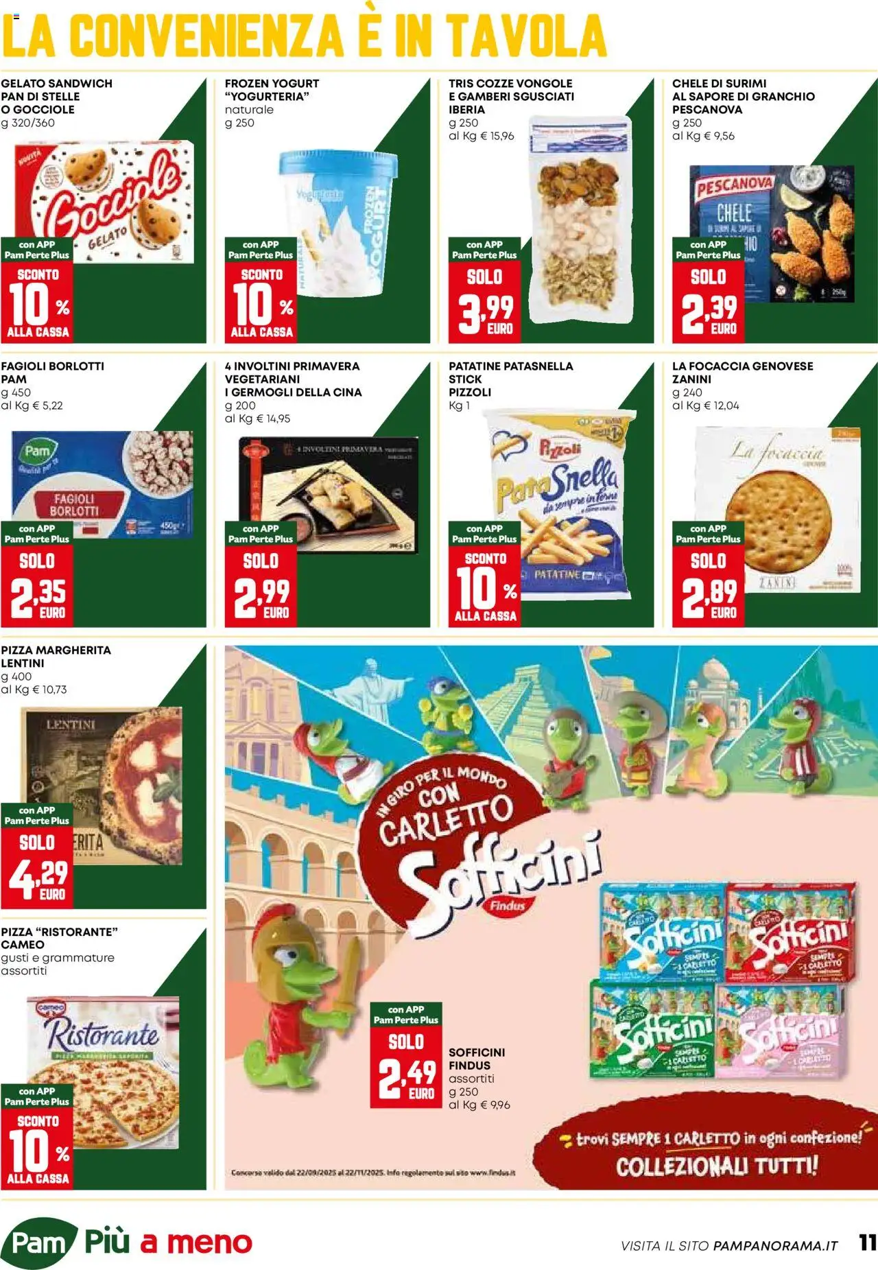 Volantino PAM del 25.09.2025 | Pagina: 11 | Prodotti: Vongole, Focaccia, Surimi, Gelato