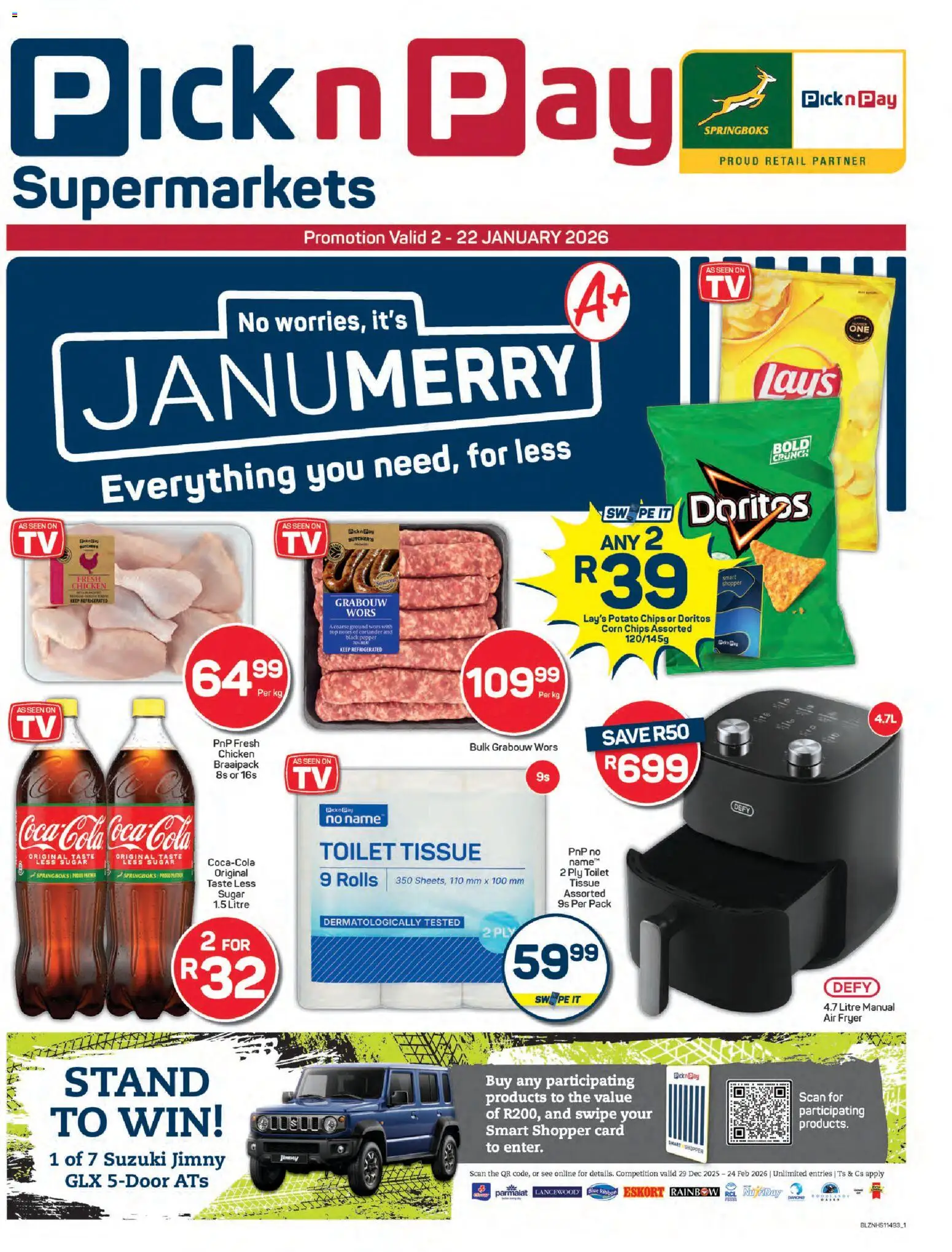 New Pick n Pay catalogue – valid from 02.01.2026 | Page: 1 | Products: Corn, Fryer, Toilet, Air fryer