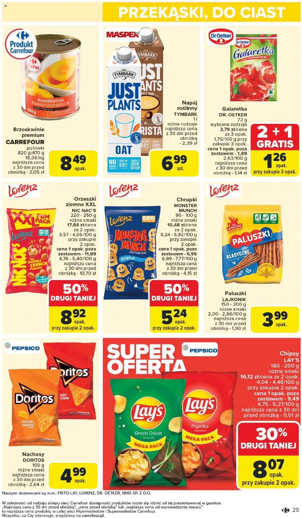 Carrefour Gazetka od 18.08.2025 | Strona: 31 | Produkty: Chrupki, Doritos, Paluszki, Brzoskwinie
