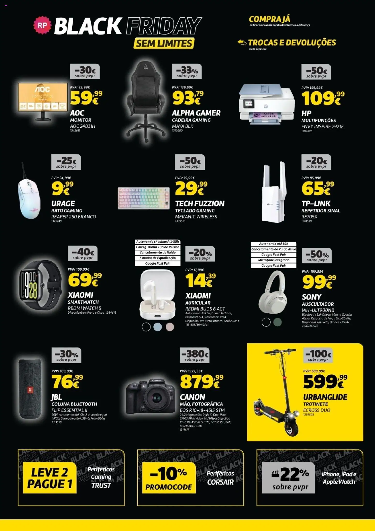 Radio Popular - Black Friday │ válido de 14.11.2025 | Página: 3 | Produtos: Teclado, Vídeo, Smartwatch, Trotinete