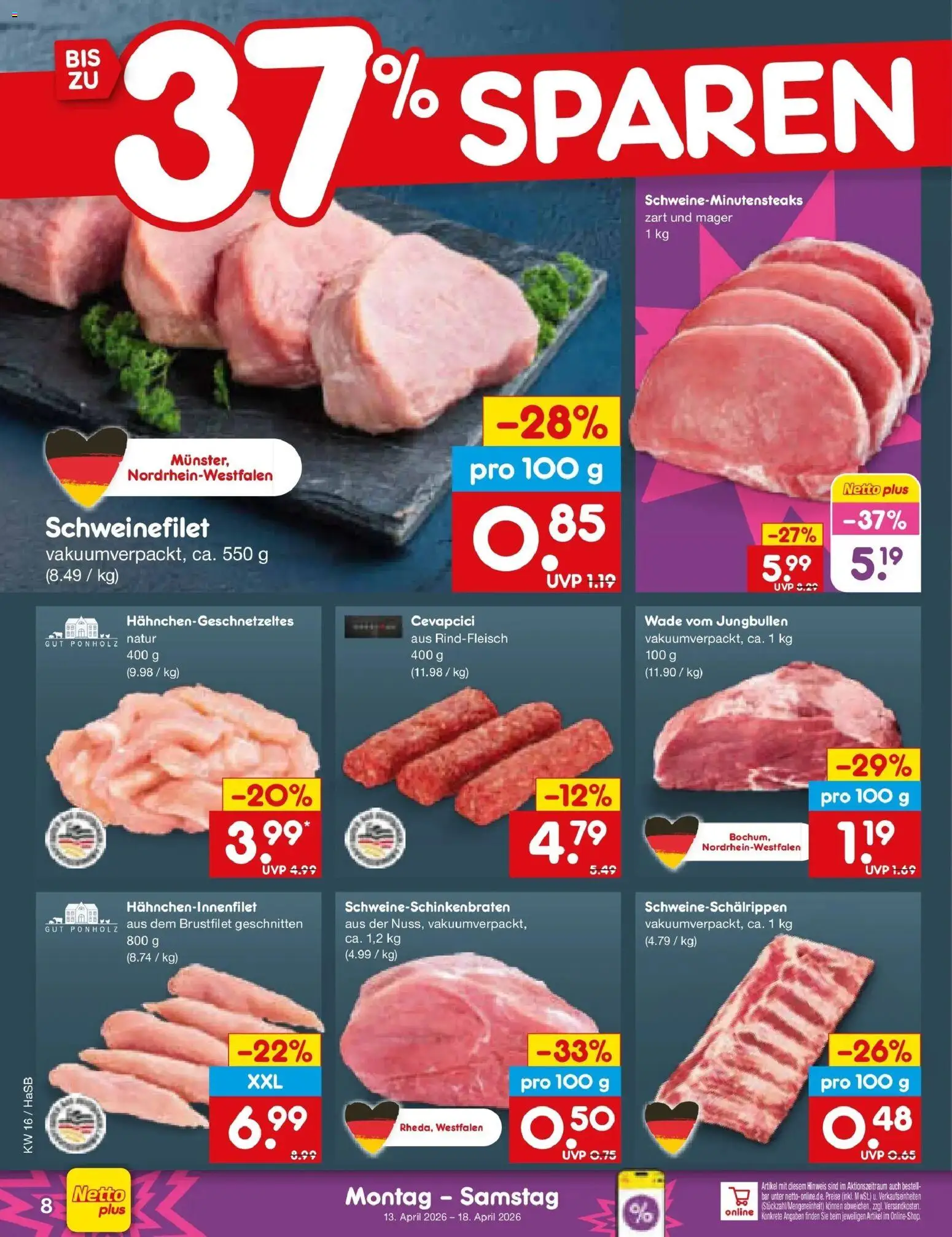 Netto Marken-Discount Prospekt Wuppertal	 – gültig ab 13.04.2026 | Seite: 10 | Produkte: Cevapcici, Schweinefilet, Rindfleisch