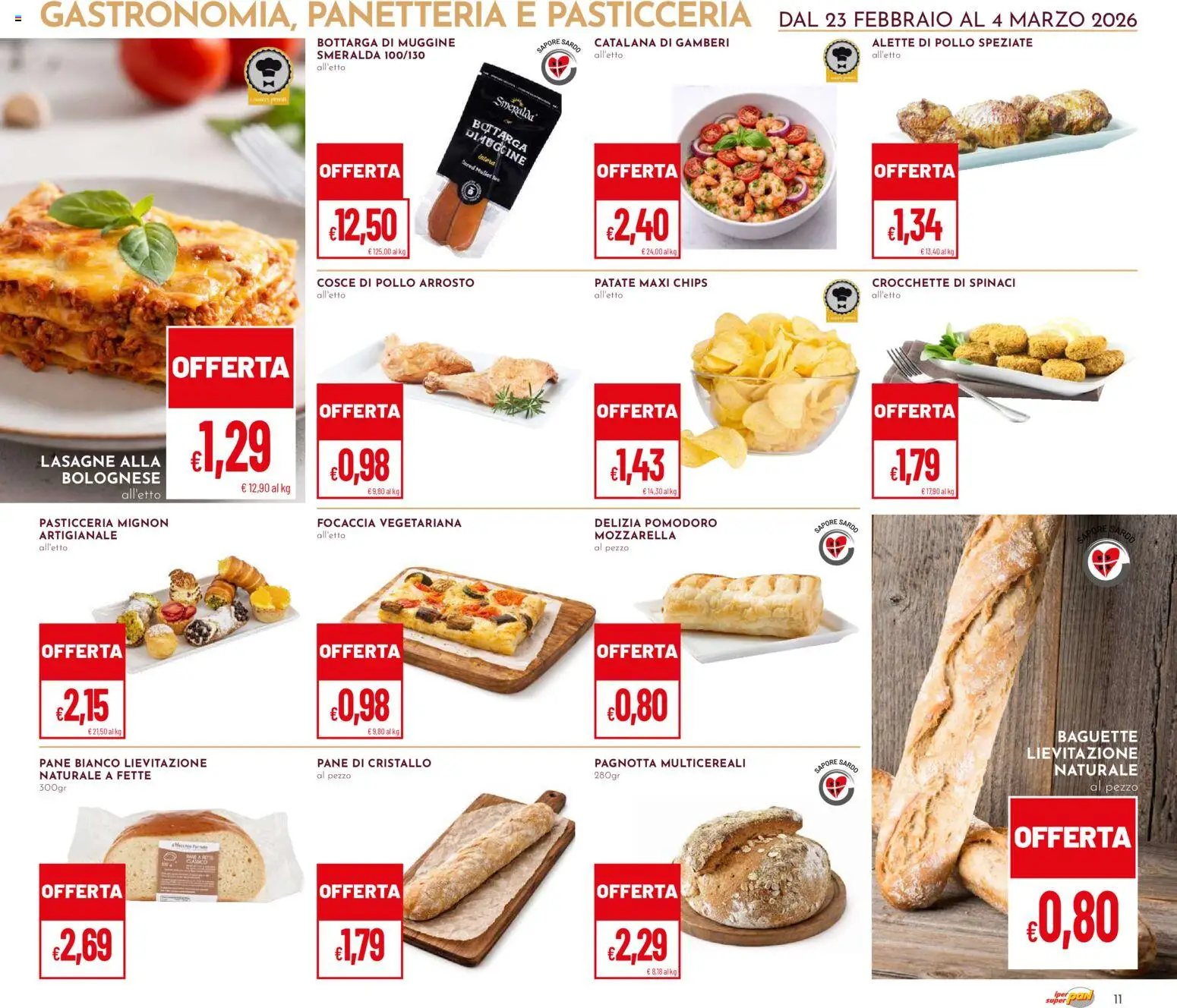 Volantino Pan del 23.02.2026 | Pagina: 11 | Prodotti: Gamberi, Focaccia, Pomodoro, Crocchette