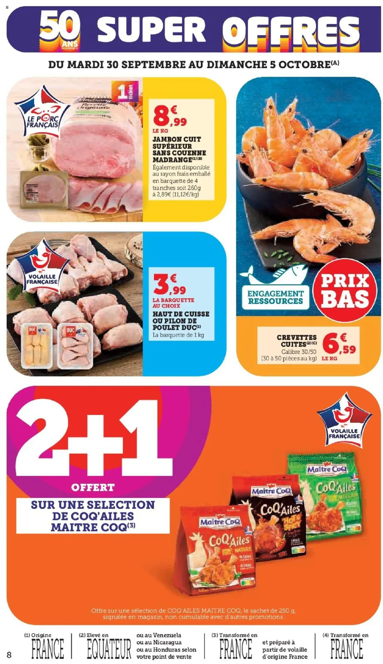 {H1} | Page: 8 | Produits: Volaille, Crevettes, Jambon, Porc