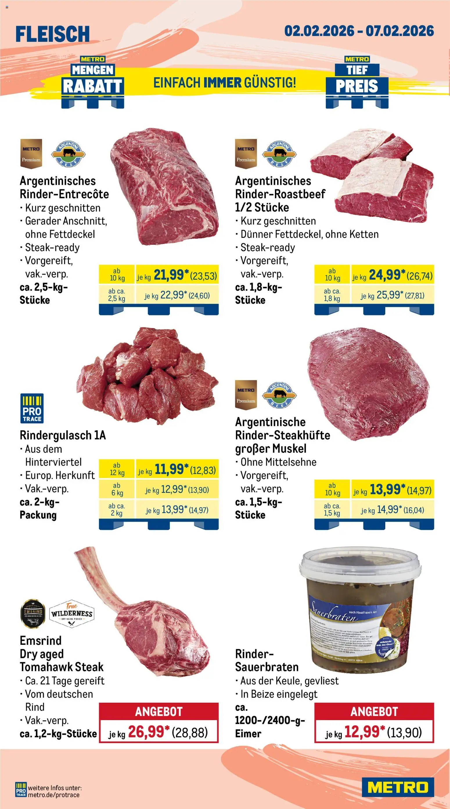 Metro Prospekt 	 – gültig ab 02.02.2026 | Seite: 2 | Produkte: Rindergulasch, Backofen, Steak, Fleisch