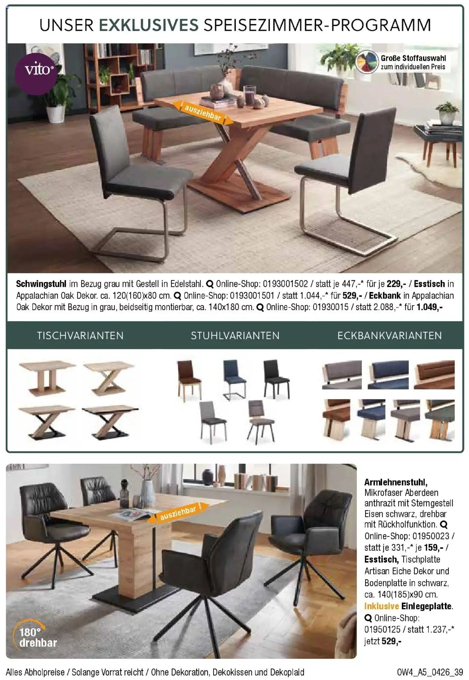 Angebote - Für Zuhause-Liebhaber – gültig ab 01.04.2026 | Seite: 39 | Produkte: Esstisch, Eckbank