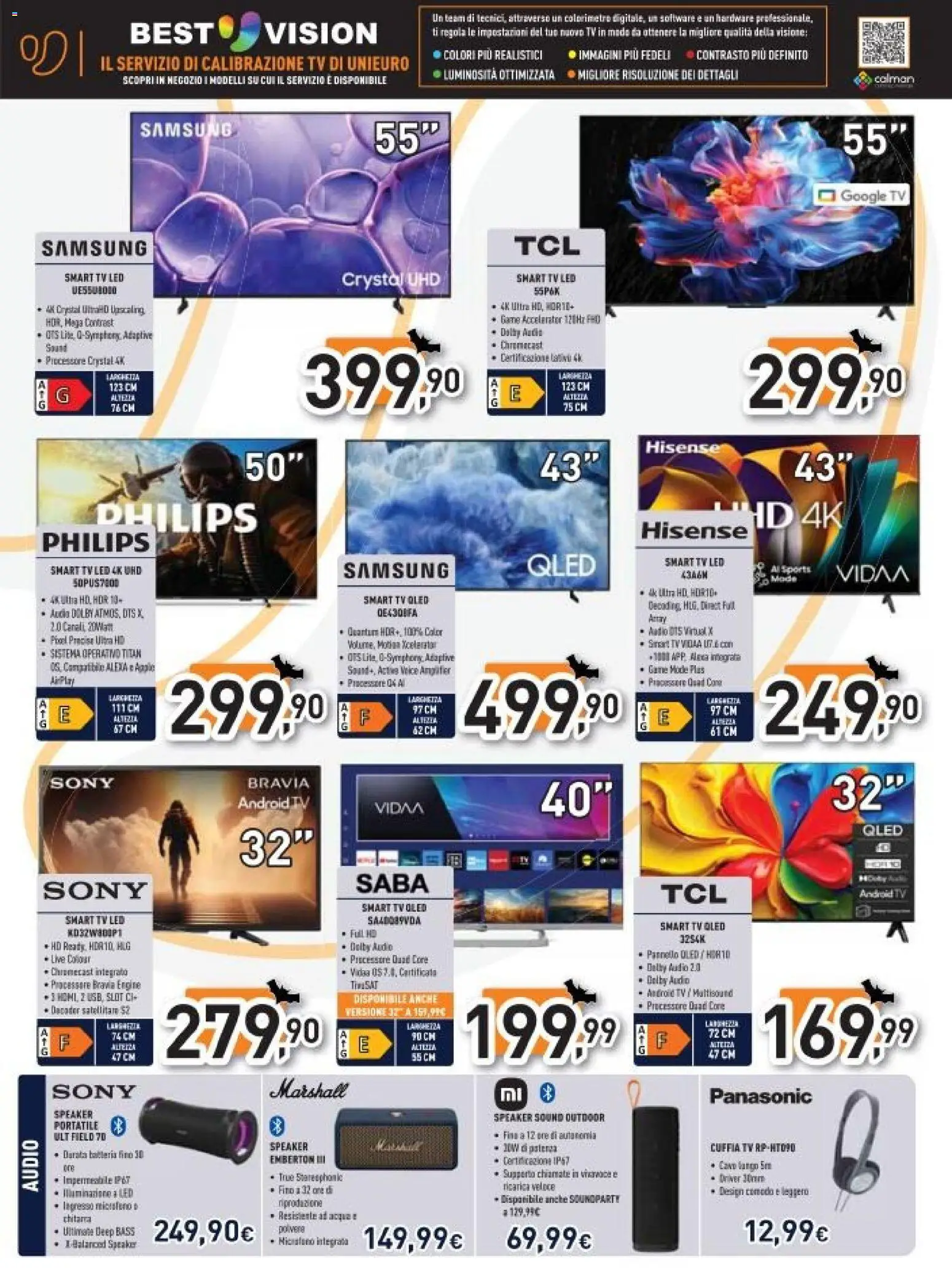 Volantino Unieuro del 27.10.2025 | Pagina: 8 | Prodotti: Tv samsung, Cavo, Speaker, Samsung