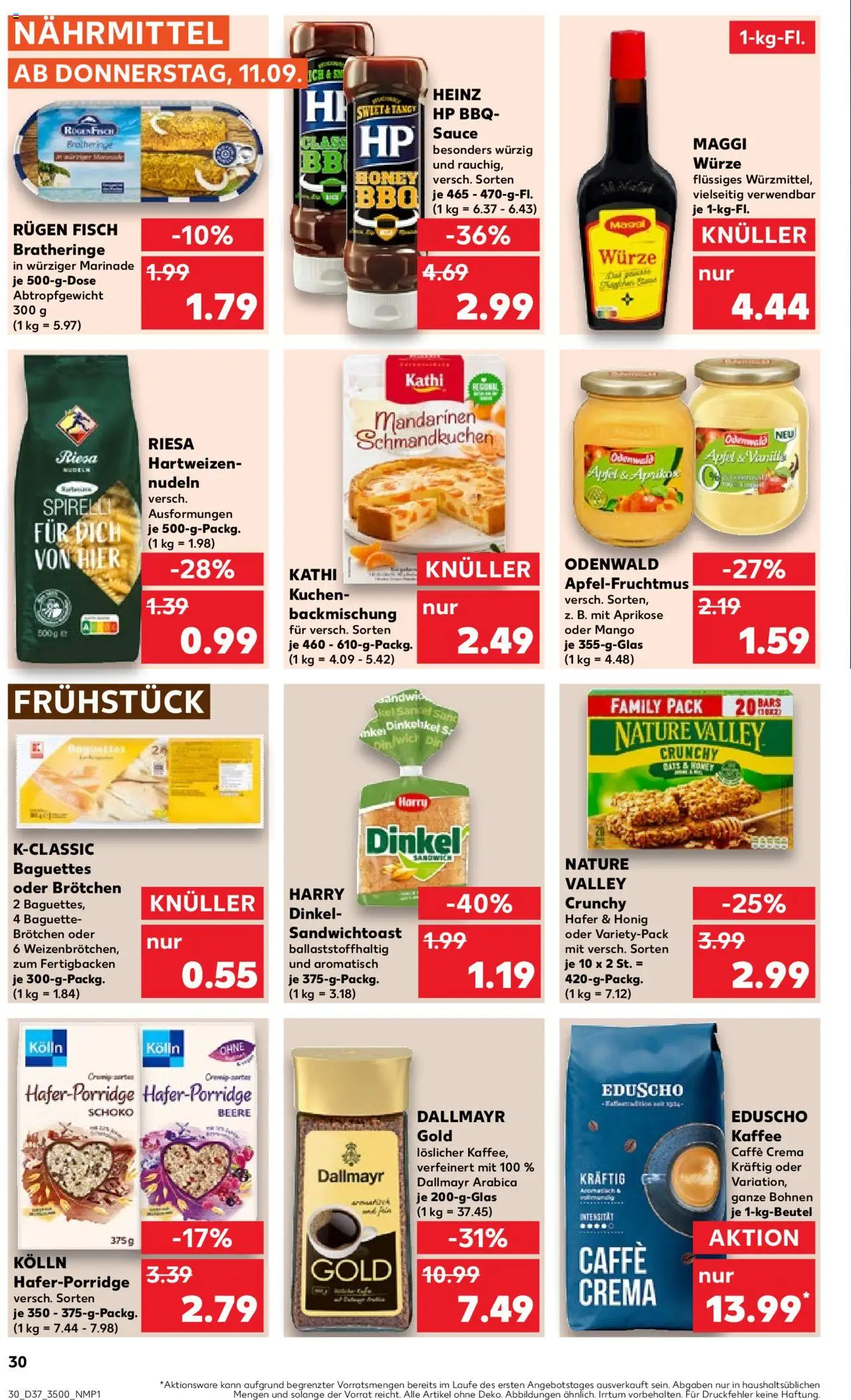Kaufland prospekt Jena	 – gültig ab 11.09.2025 | Seite: 30 | Produkte: Dallmayr, Mango, Pasta, Eduscho