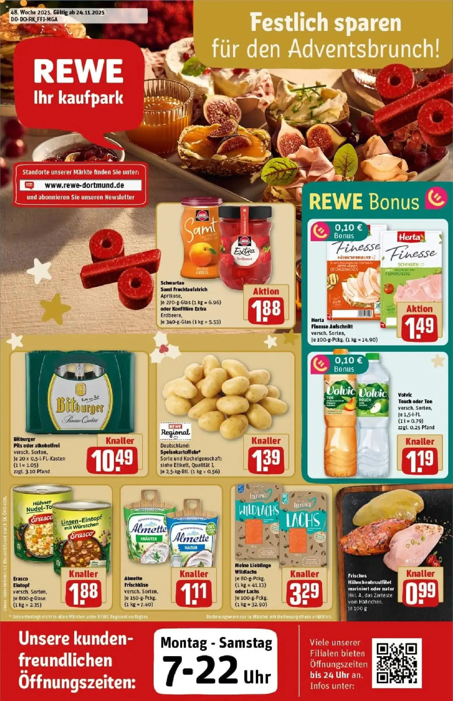 Rewe prospekt Wuppertal	 – gültig ab 23.11.2025 | Seite: 1 | Produkte: Almette, Pils, Lachs, Tee