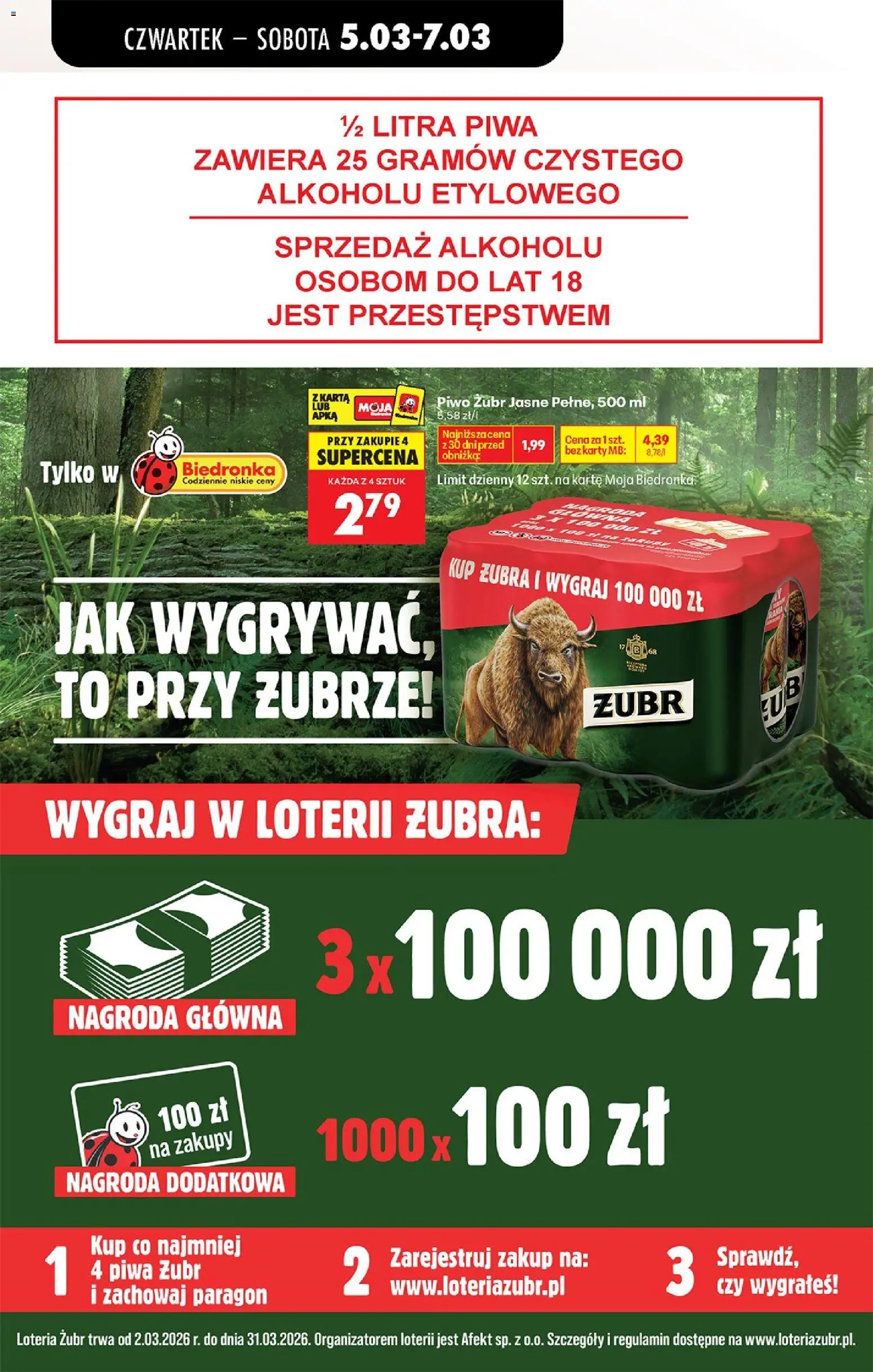 Biedronka gazetka od czwartku od 05.03.2026 | Strona: 80 | Produkty: Piwo żubr, Karta, Piwo