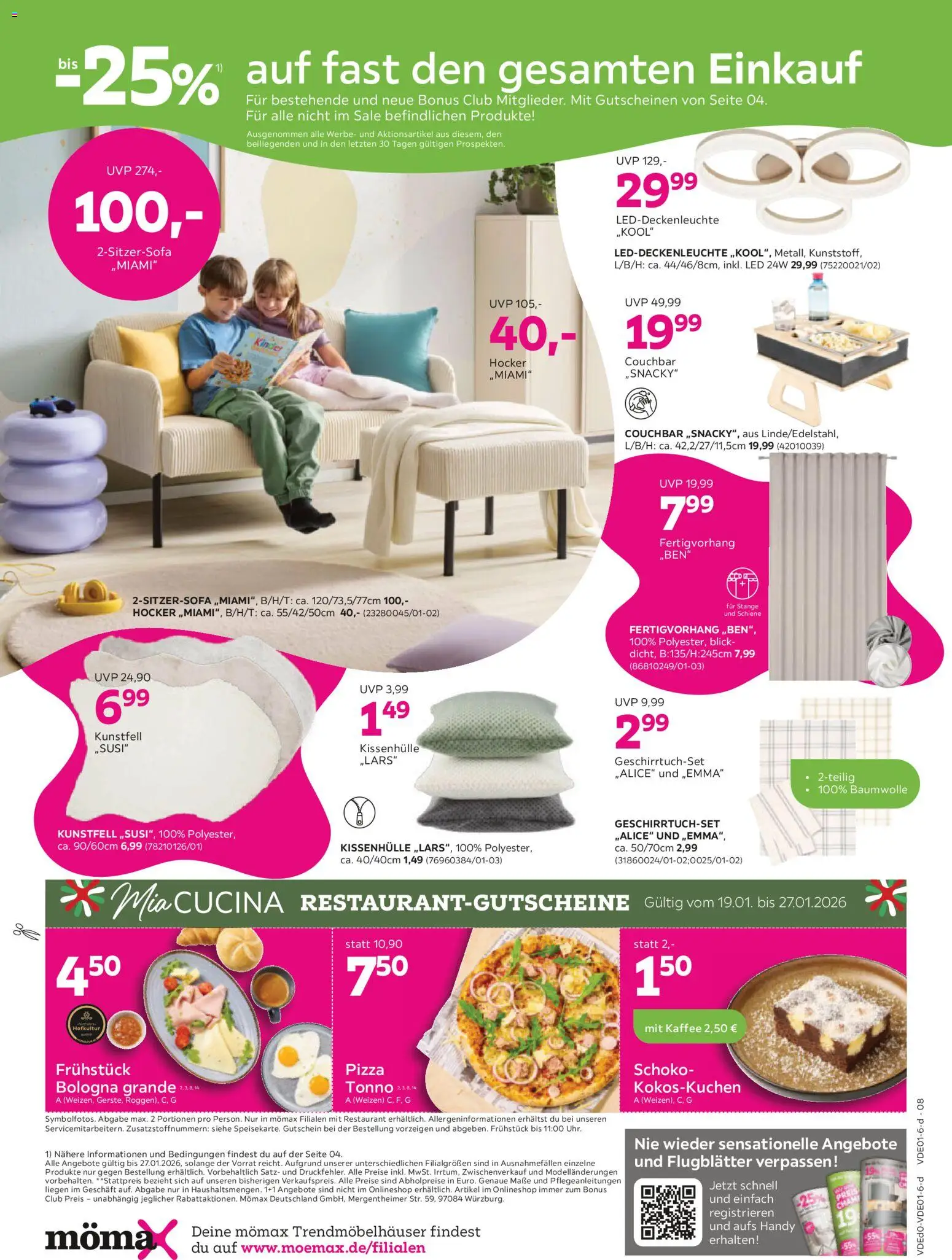 Mömax Prospekt 	 – gültig ab 19.01.2026 | Seite: 8 | Produkte: Hocker, Kaffee, Pizza