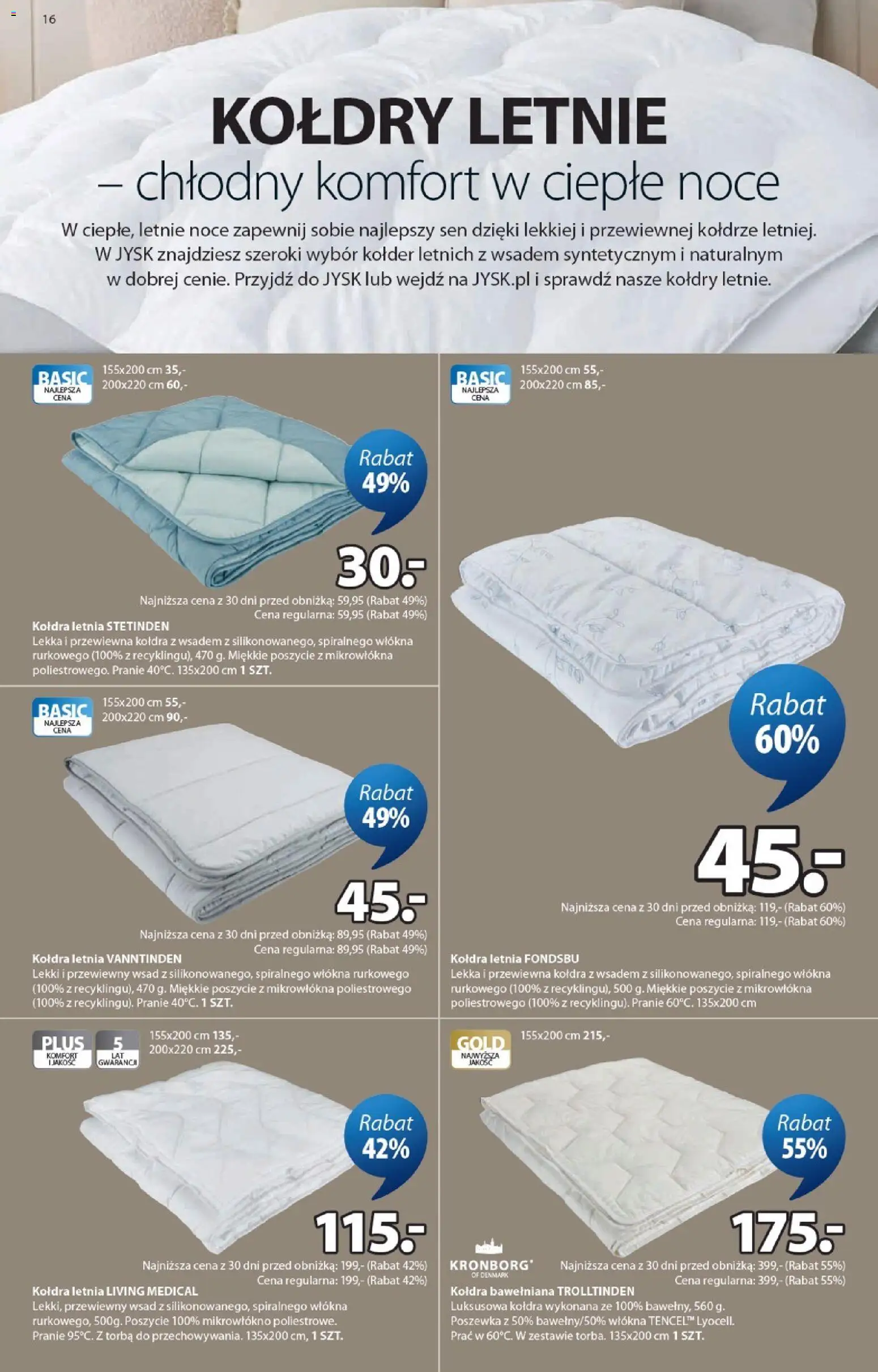 JYSK gazetka od 22.04.2026 | Strona: 16 | Produkty: Torba, Kołdra