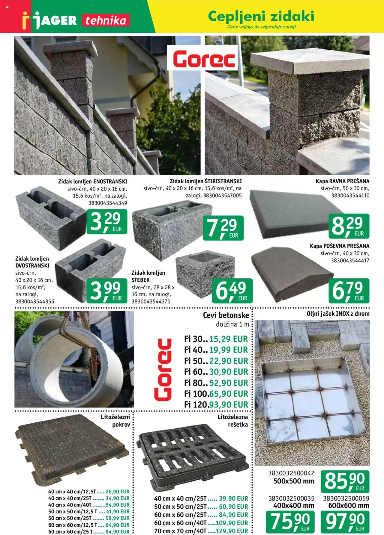Jager katalog tlakovcev │ velja od 14.04.2025 | Stran: 11 | Izdelki: Zidak, Kapa