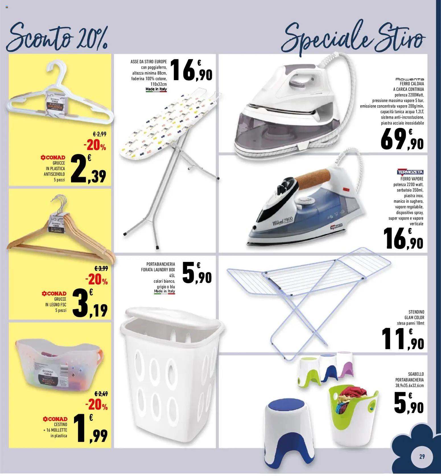 Volantino Conad del 25.02.2026 | Pagina: 29 | Prodotti: Caldaia, Sgabello, Stendino, Portabiancheria