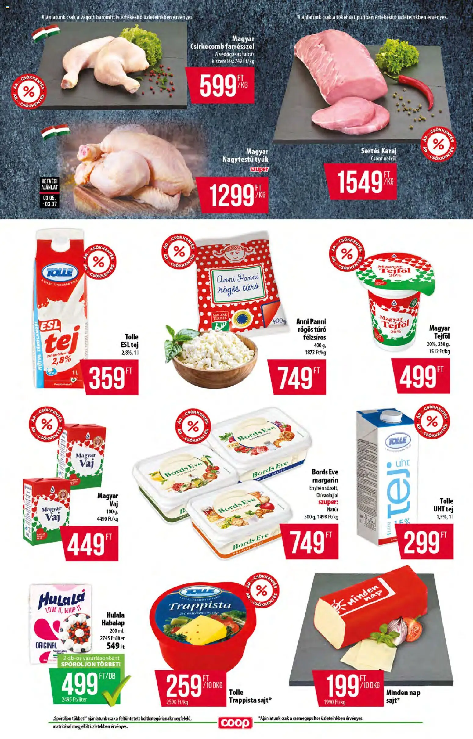 COOP akciós ujság - amely érvényes a következő dátumtól: 05.03.2026 | Oldal: 3 | Termékek: Margarin, Karaj, Tej, Túró