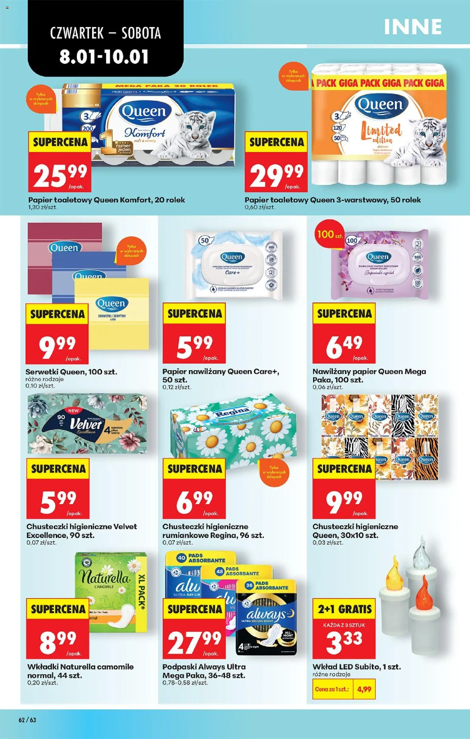 Biedronka gazetka - Oferta w tym tygodniu od 08.01.2026 | Strona: 70 | Produkty: Papier toaletowy queen, Papier toaletowy, Podpaski always, Podpaski