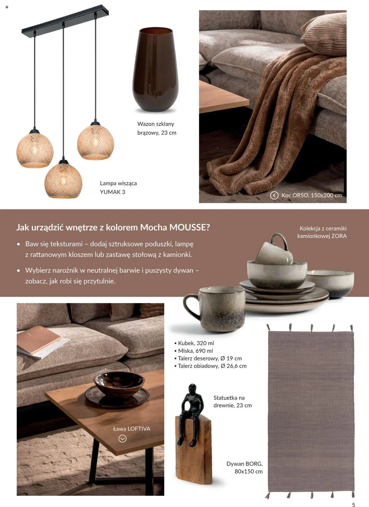 Salony Agata Gazetka - Trendbook od 21.03.2025 | Strona: 5 | Produkty: Koc, Dywan, Wazon, Lampa