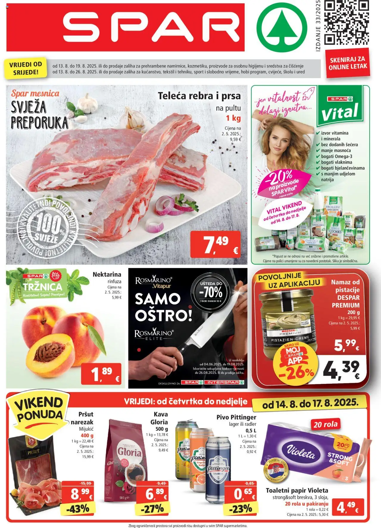 Spar katalog | vrijedi od 13.08.2025 | Stranica: 1 | Proizvodi: Radler, Kava, Toaletni papir, Violeta