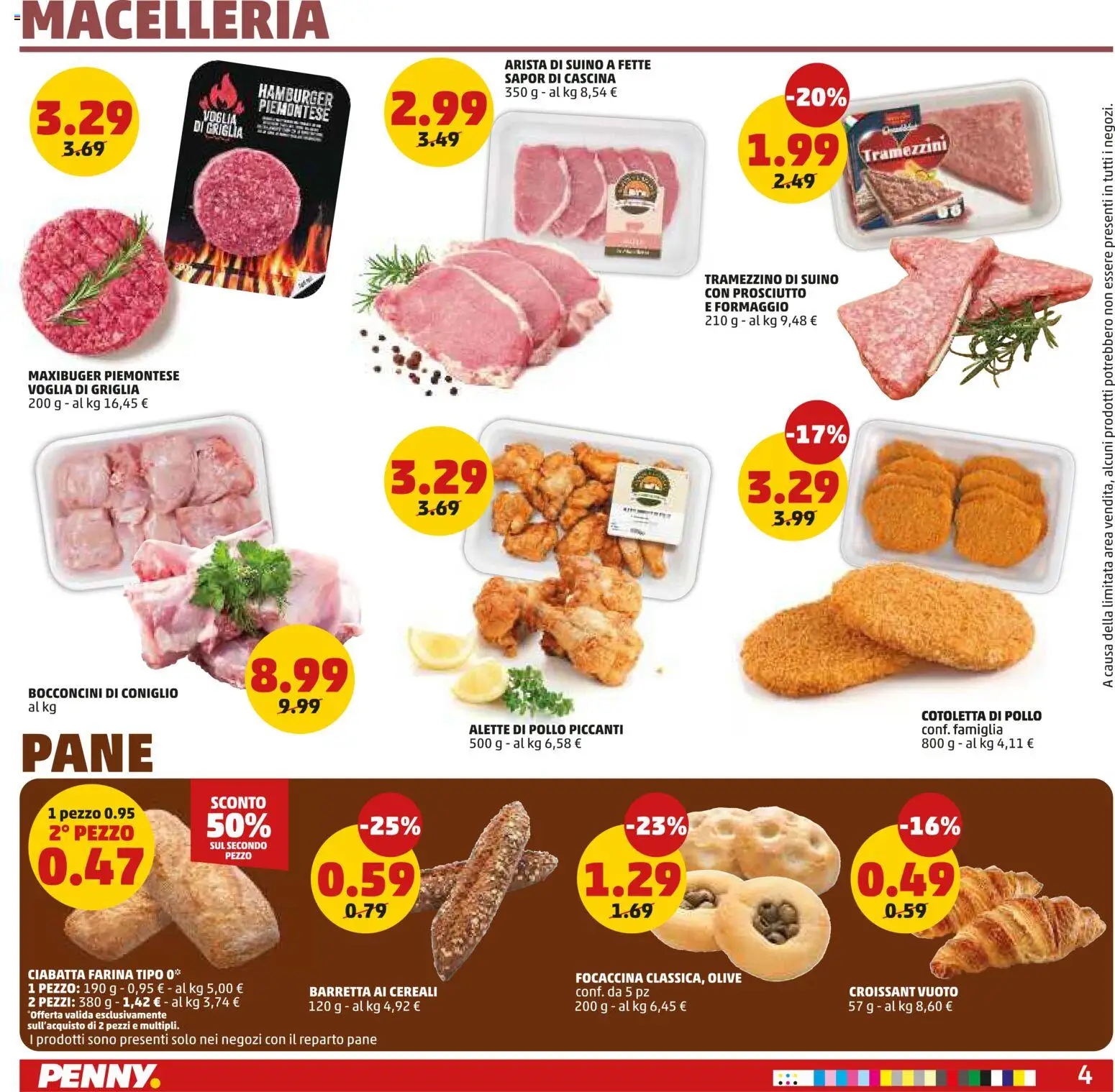 Volantino PENNY del 12.03.2026 | Pagina: 4 | Prodotti: Pane, Pollo, Suino, Prosciutto
