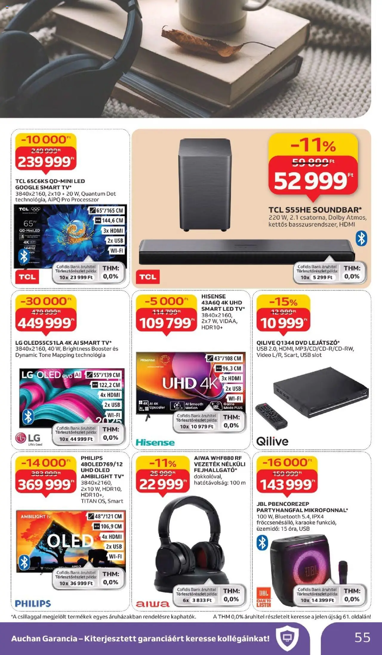 Auchan akciós ujság - amely érvényes a következő dátumtól: 02.10.2025 | Oldal: 55 | Termékek: Videó, USB, TV