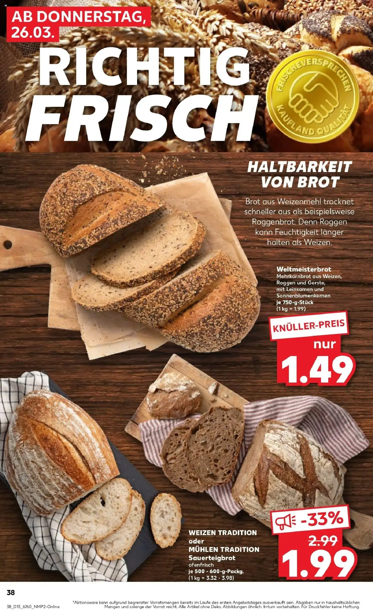Kaufland Prospekt Höchstadt	 – gültig ab 26.03.2026 | Seite: 38 | Produkte: Weizenmehl, Brot