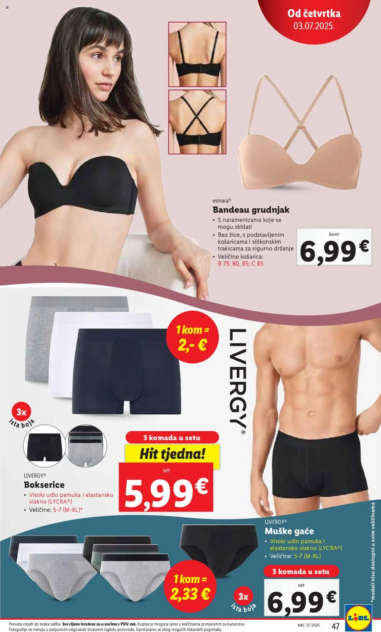 Lidl katalog | vrijedi od 30.06.2025 | Stranica: 47 | Proizvodi: Grudnjak, Bokserice