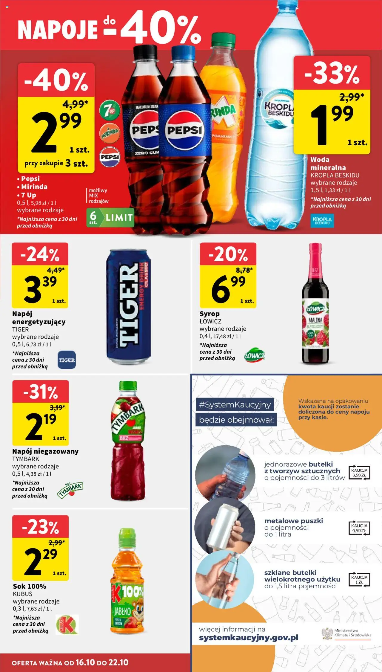 Intermarche Gazetka od 16.10.2025 | Strona: 31 | Produkty: Malina, Napoje, Pepsi, Woda