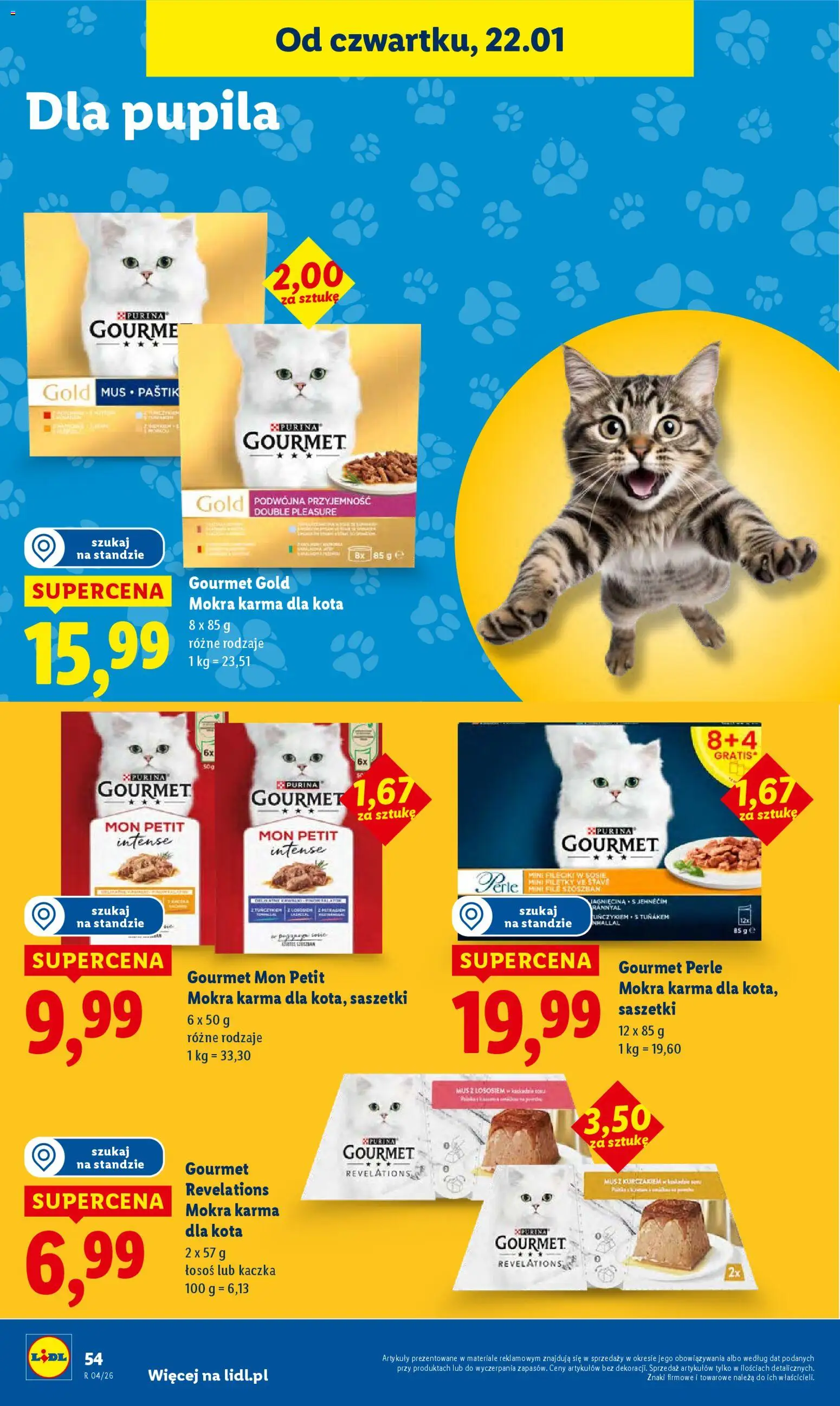 Lidl Gazetka od 22.01.2026 | Strona: 54 | Produkty: Kaczka, Łosoś, Karma dla kota