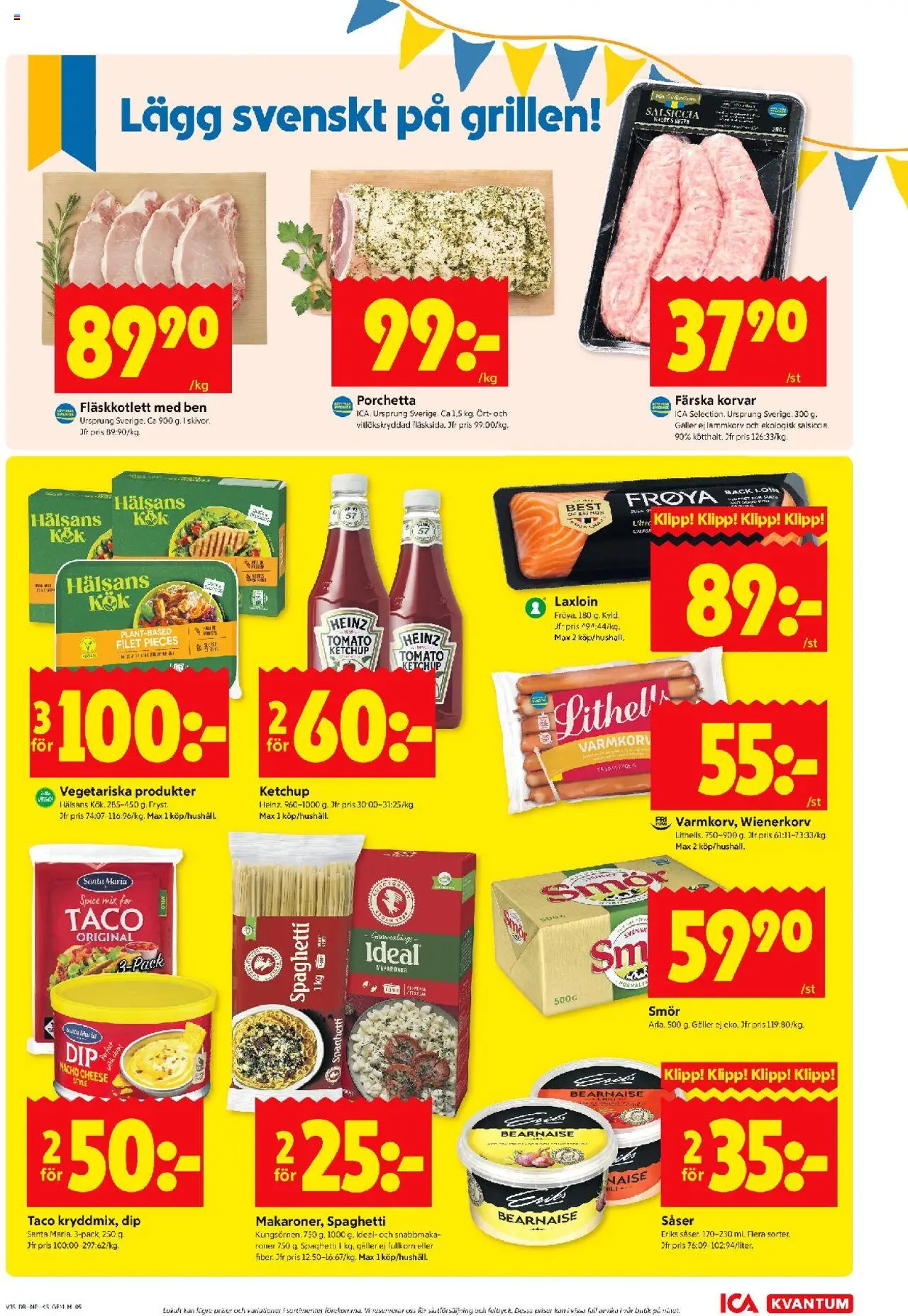 ICA Kvantum reklamblad aktuell från 25.08.2025 | Sida: 5 | Produkter: Varmkorv, Galler, Smör, Ketchup