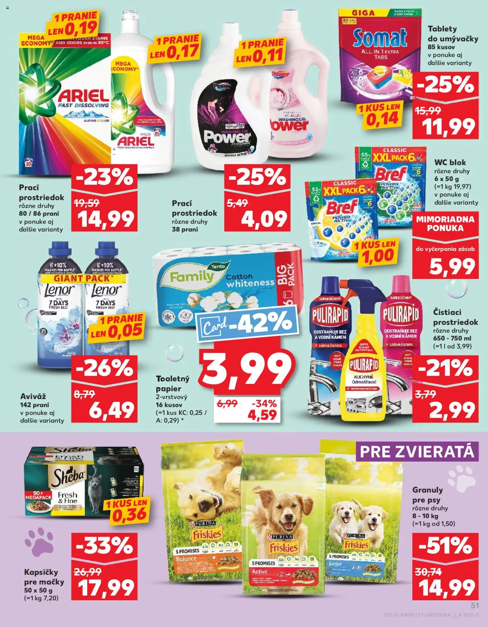 Nové Kaufland akcie – leták je platný od 02.01.2026 | Strana: 51 | Produkty: Friskies, Toaletný papier, Wc blok, Lenor