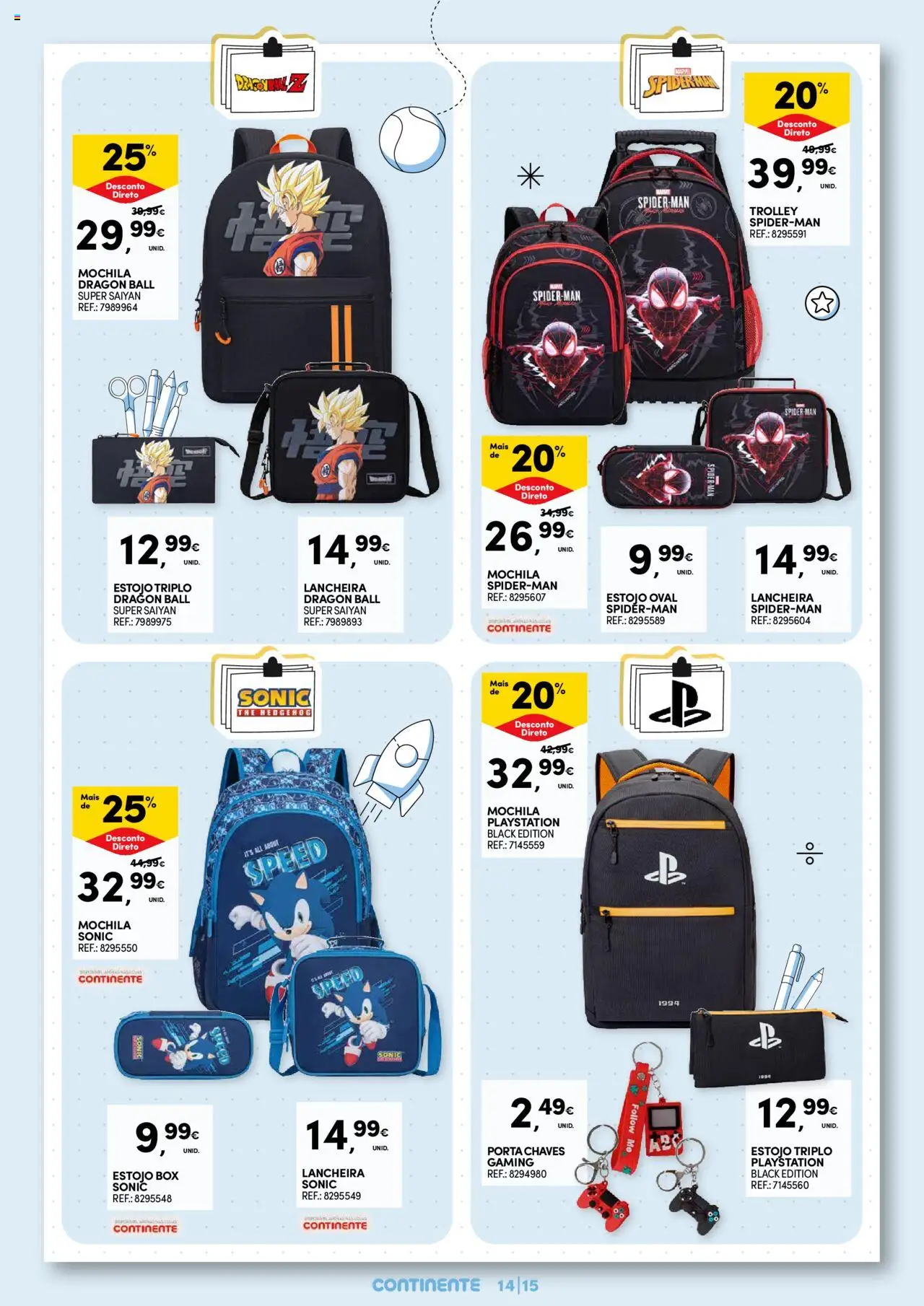 Continente - Regresso às Aulas: Regressamos com tudo │ válido de 12.08.2025 | Página: 15 | Produtos: Mochila, Porta, Playstation
