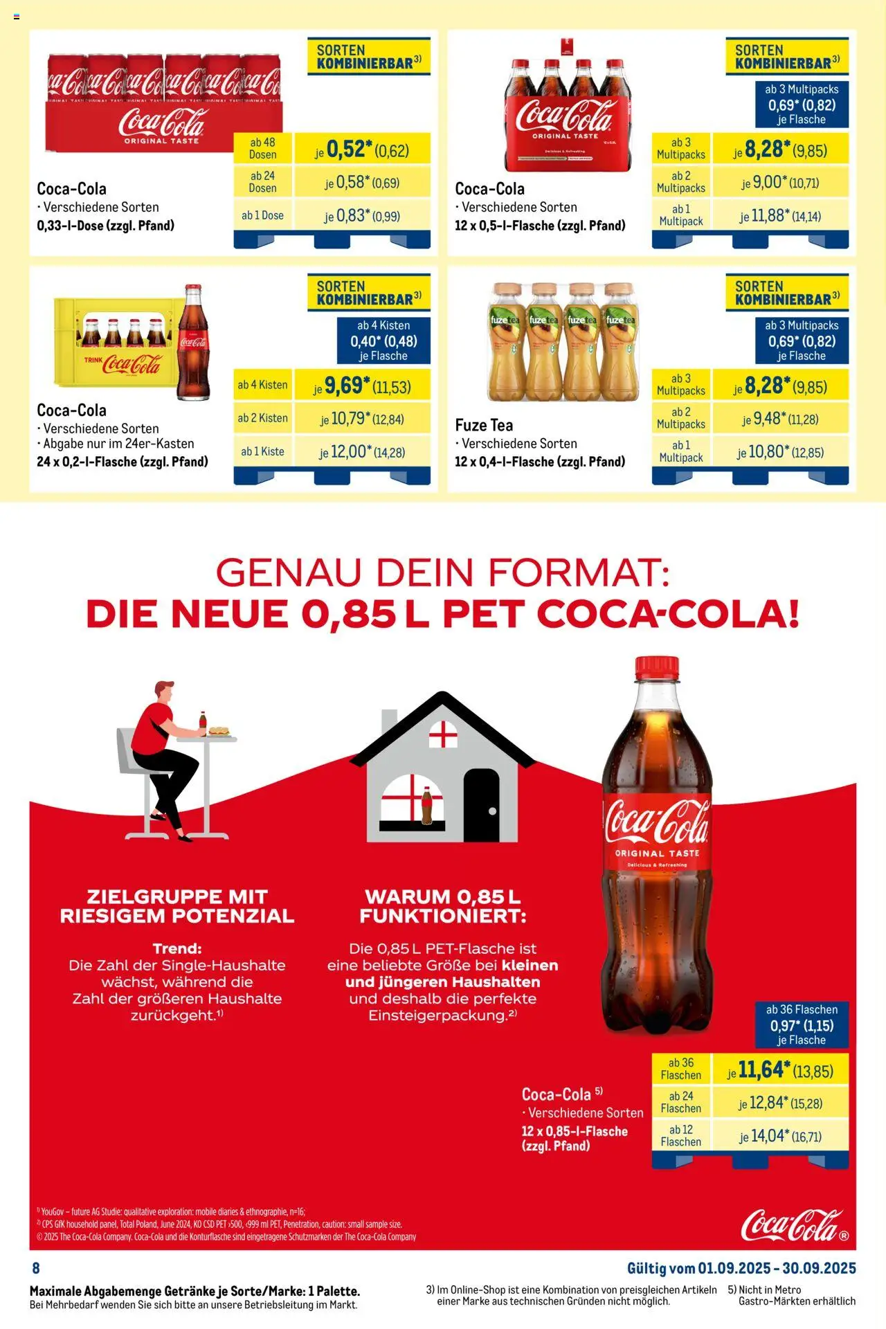 Metro  Monats-Mix - gültig ab dem 01.09.2025 | Seite: 8 | Produkte: Fuze tea, Coca cola, Cola