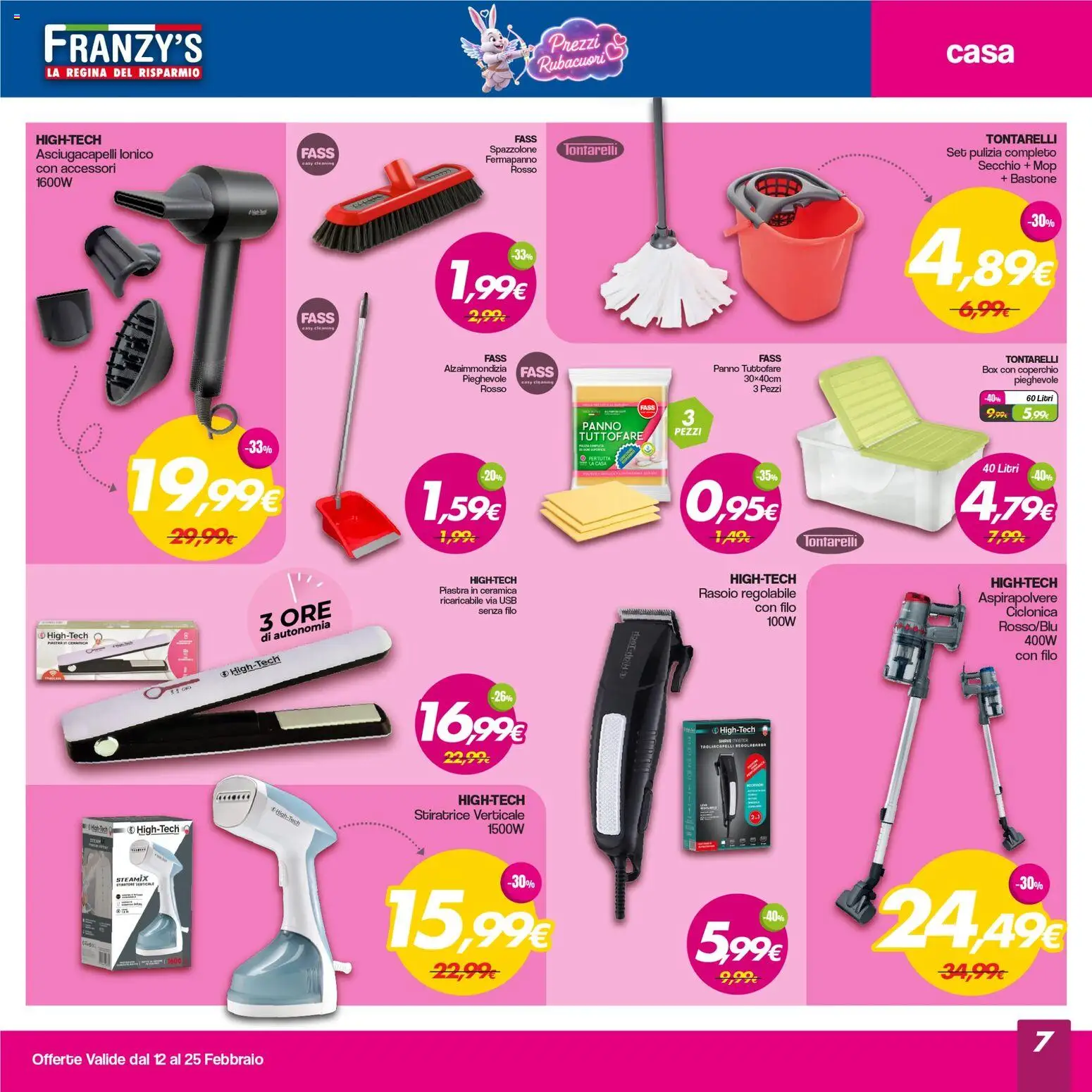 Volantino Franzy's del 12.02.2026 | Pagina: 7 | Prodotti: Rasoio, Secchio, USB, Aspirapolvere