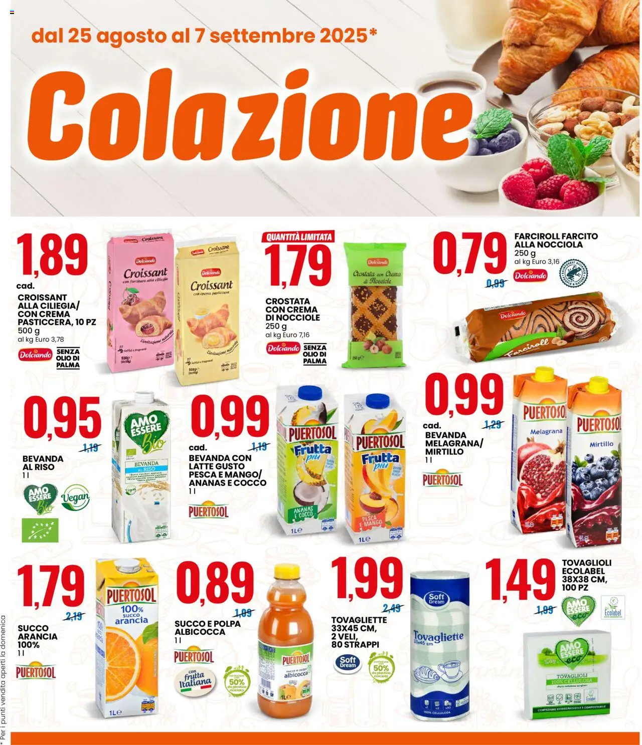 Volantino Eurospin del 25.08.2025 | Pagina: 5 | Prodotti: Crema, Succo, Olio, Pesca