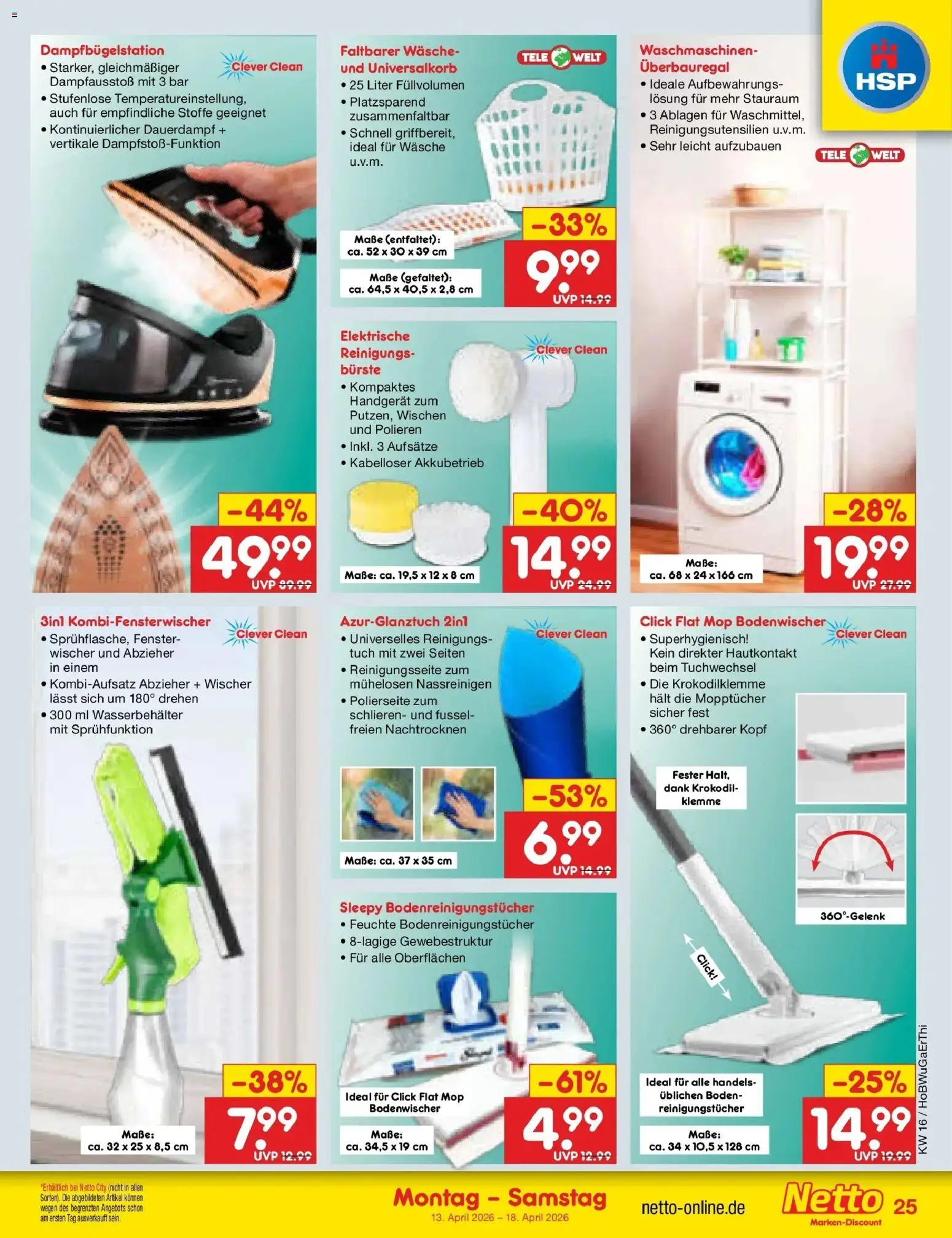 Netto Marken-Discount Prospekt Pirna	 – gültig ab 13.04.2026 | Seite: 37 | Produkte: Bürste, Reinigungstücher