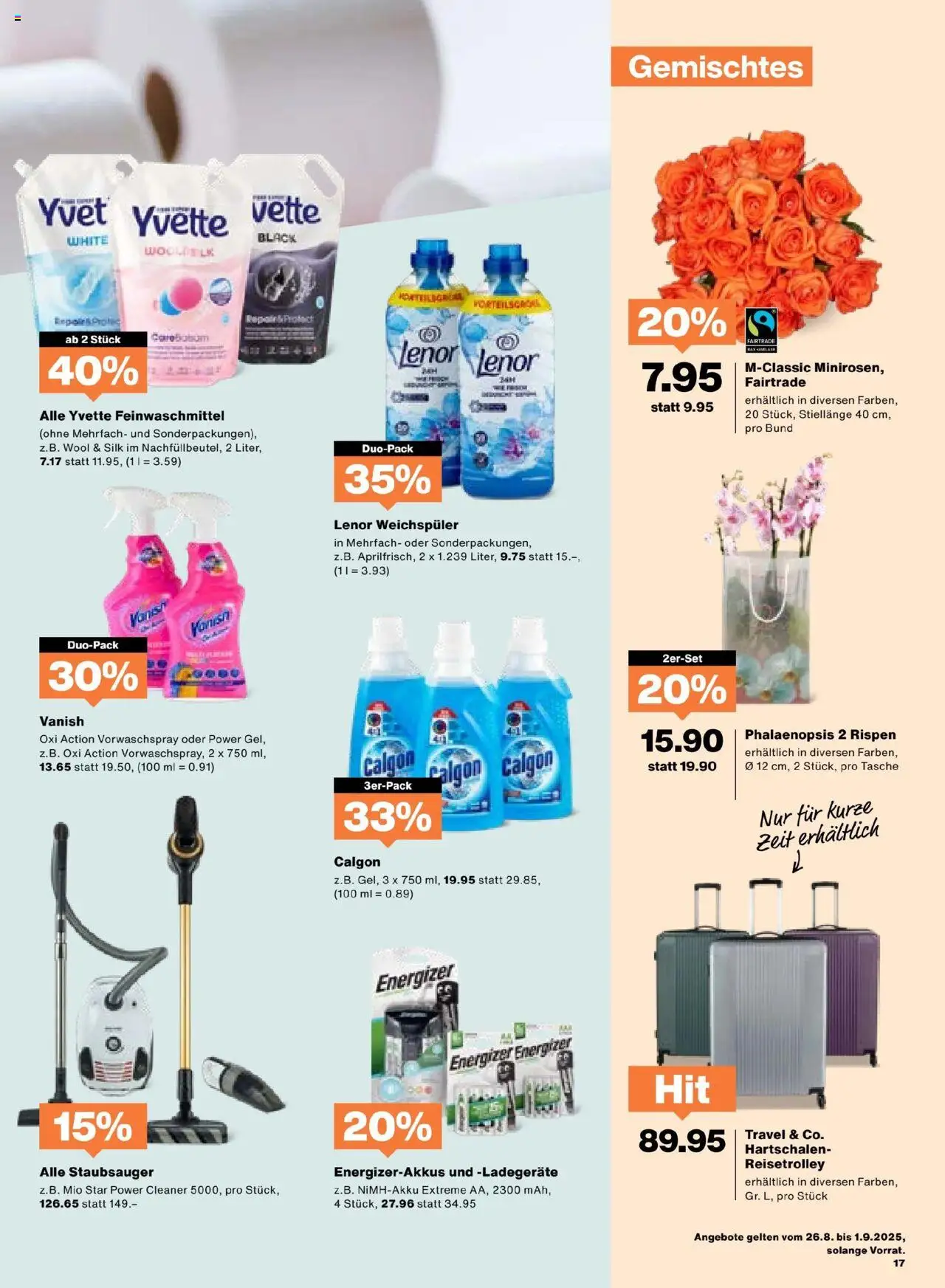 Migros Aktionen ab 26.08.2025 | Seite: 17 | Produkte: Weichspüler, Tasche, Staubsauger