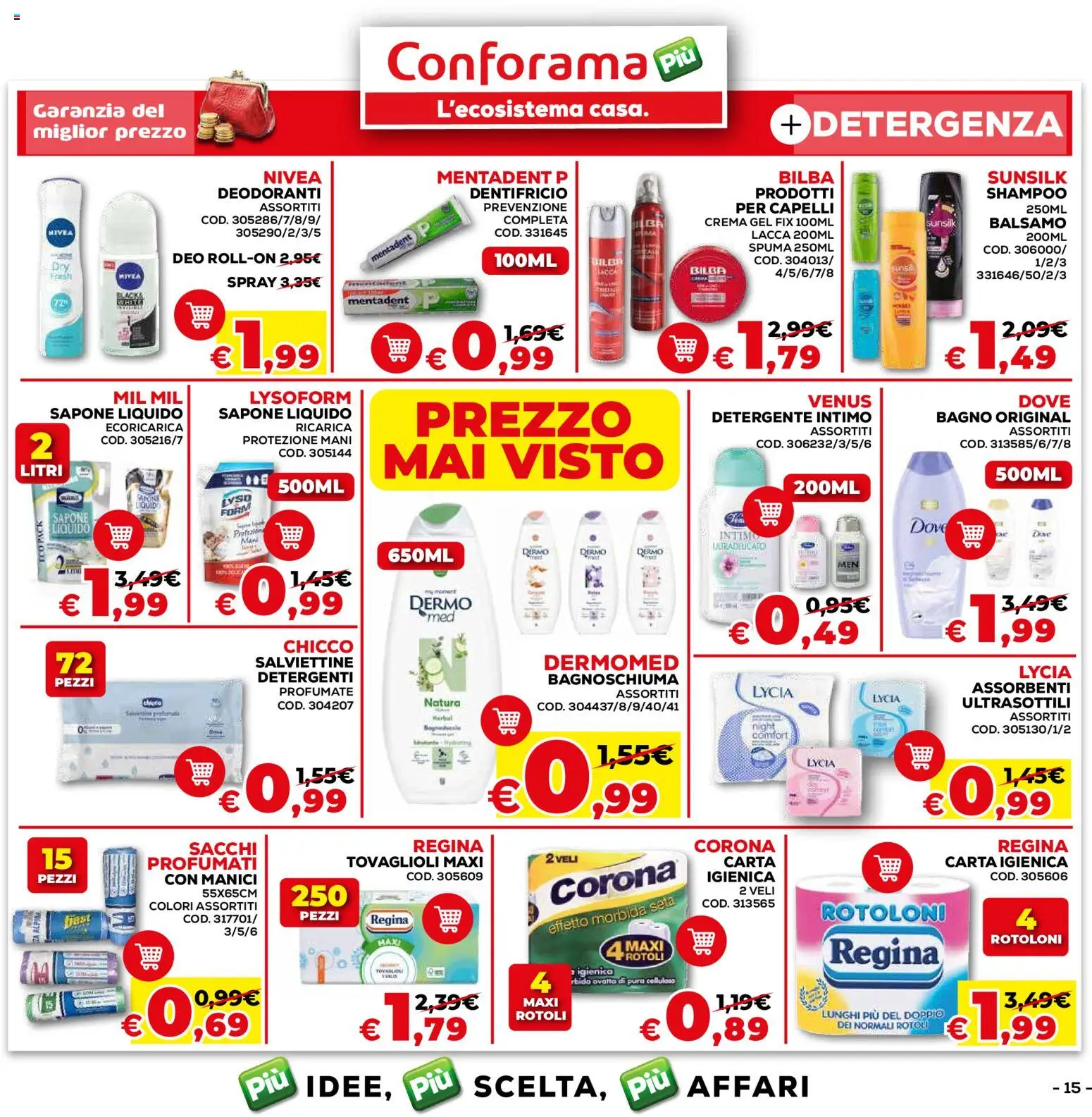 Volantino Conforama del 08.01.2026 | Pagina: 15 | Prodotti: Balsamo, Detergente, Intimo, Bagno