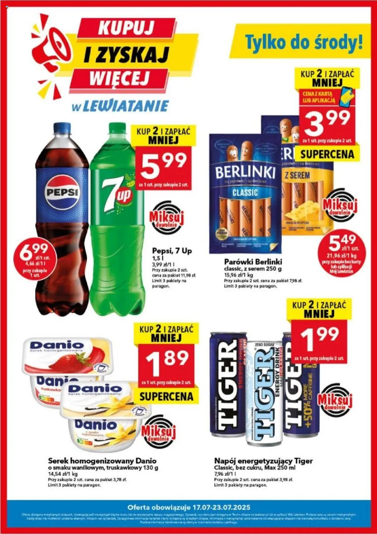 Lewiatan gazetka - Kupuj i zyskaj więcej od 17.07.2025 | Strona: 1 | Produkty: Karta, Serek homogenizowany, Serek, Parówki