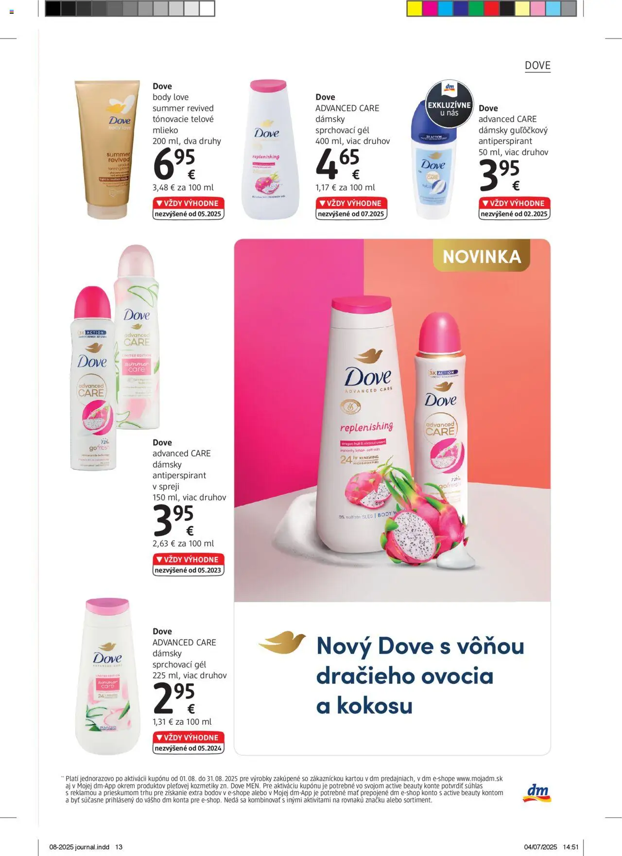 dm drogerie Journal august 2025 │ platný od 01.08.2025 | Strana: 13 | Produkty: Mlieko, Telové mlieko, Antiperspirant