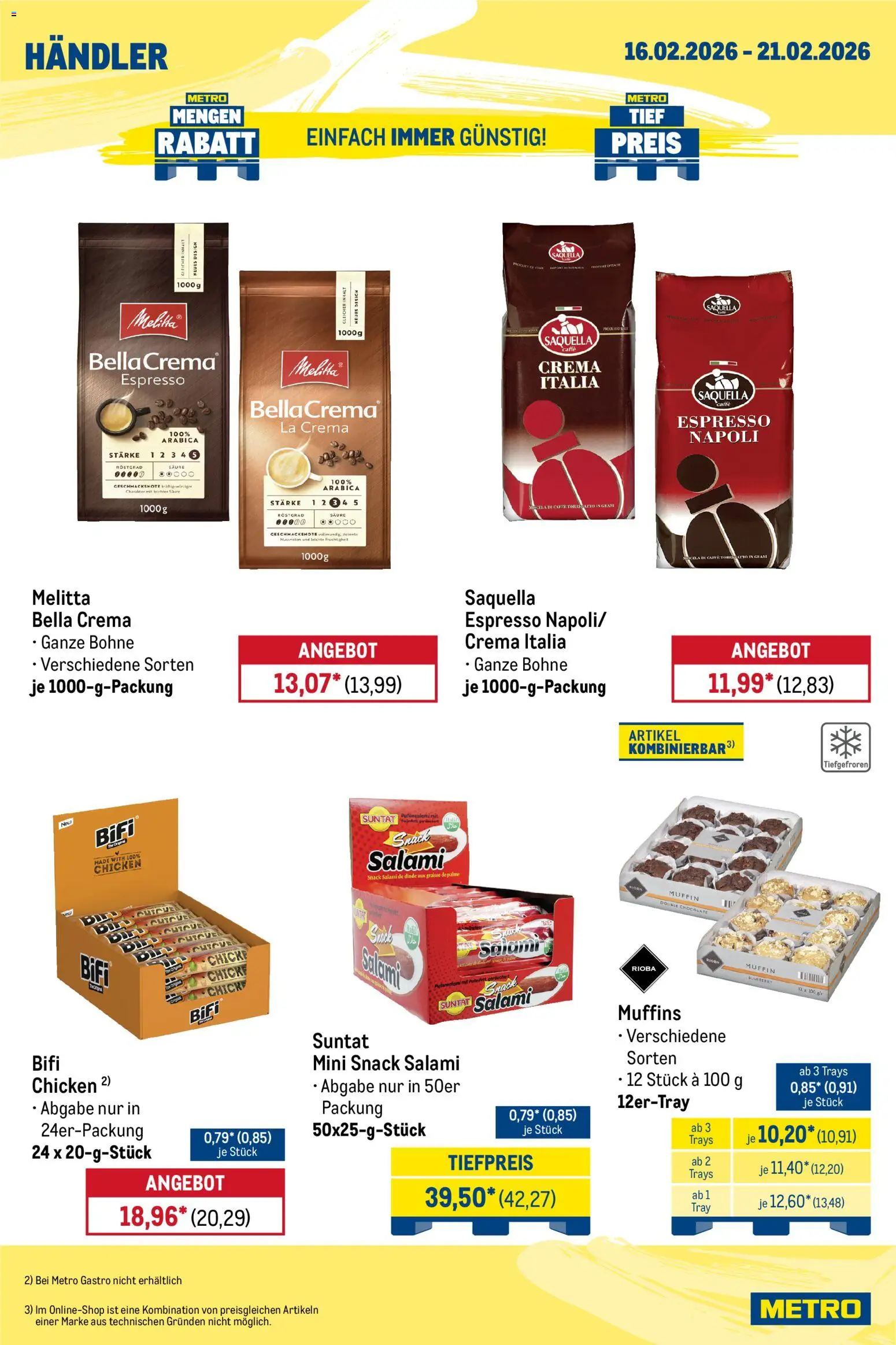 Metro Wochen-Angebote Händler – gültig ab 16.02.2026 | Seite: 7 | Produkte: Melitta, Bifi, Salami