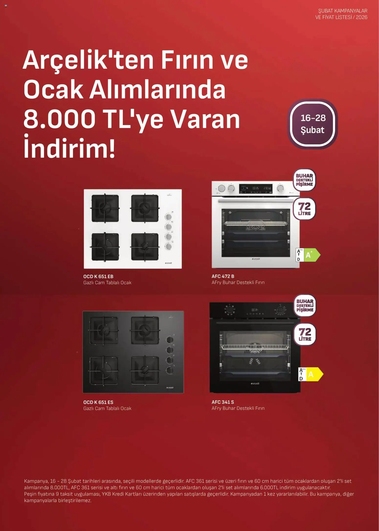 Arçelik Ankastre Kataloğu - 16.02.2026 tarihinden itibaren geçerlidir | Sayfa: 3 | Ürünler: Fırın, Ocak