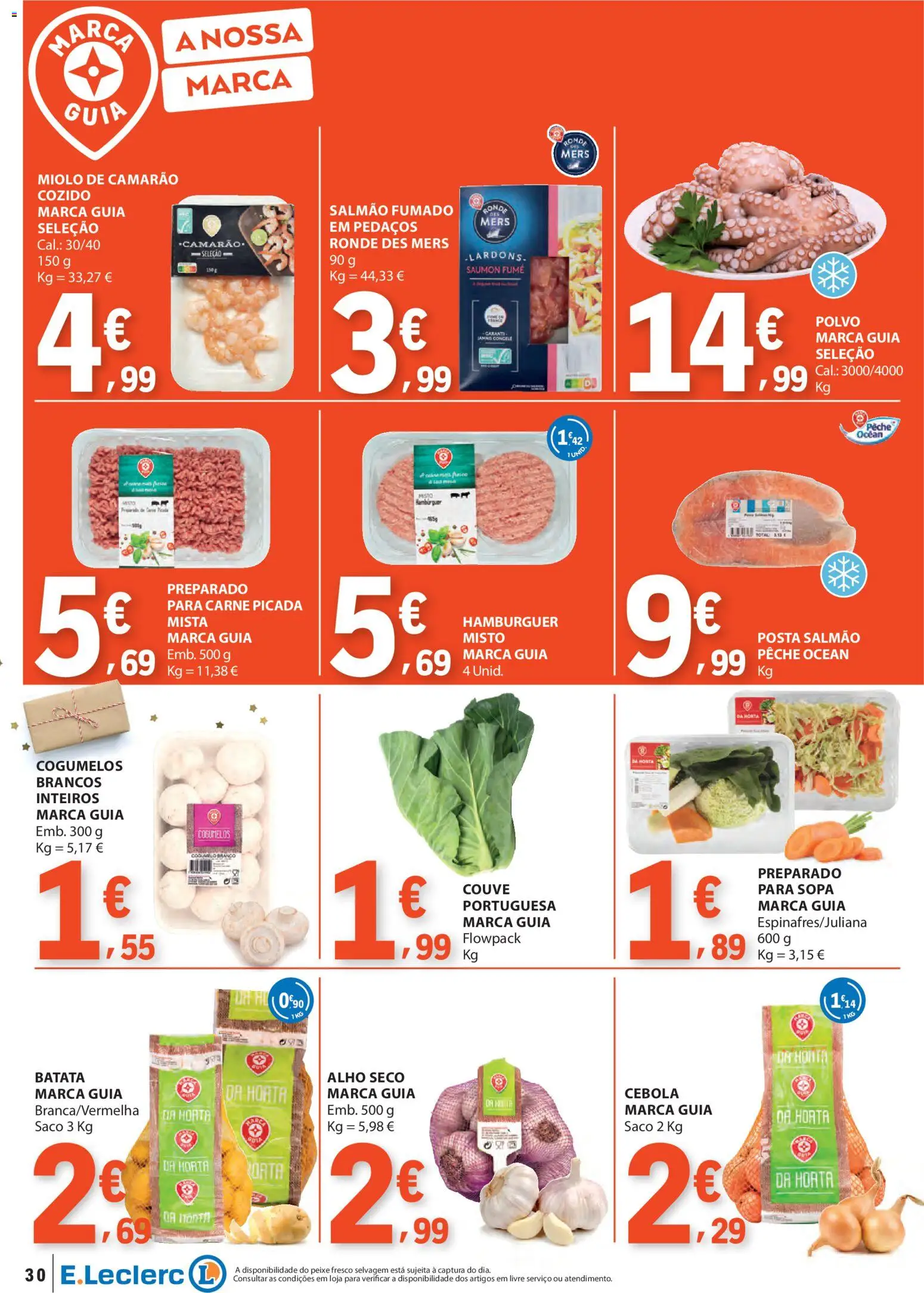 E.Leclerc folheto │ válido de 27.11.2025 | Página: 30 | Produtos: Carne picada, Cebola, Salmão, Carne