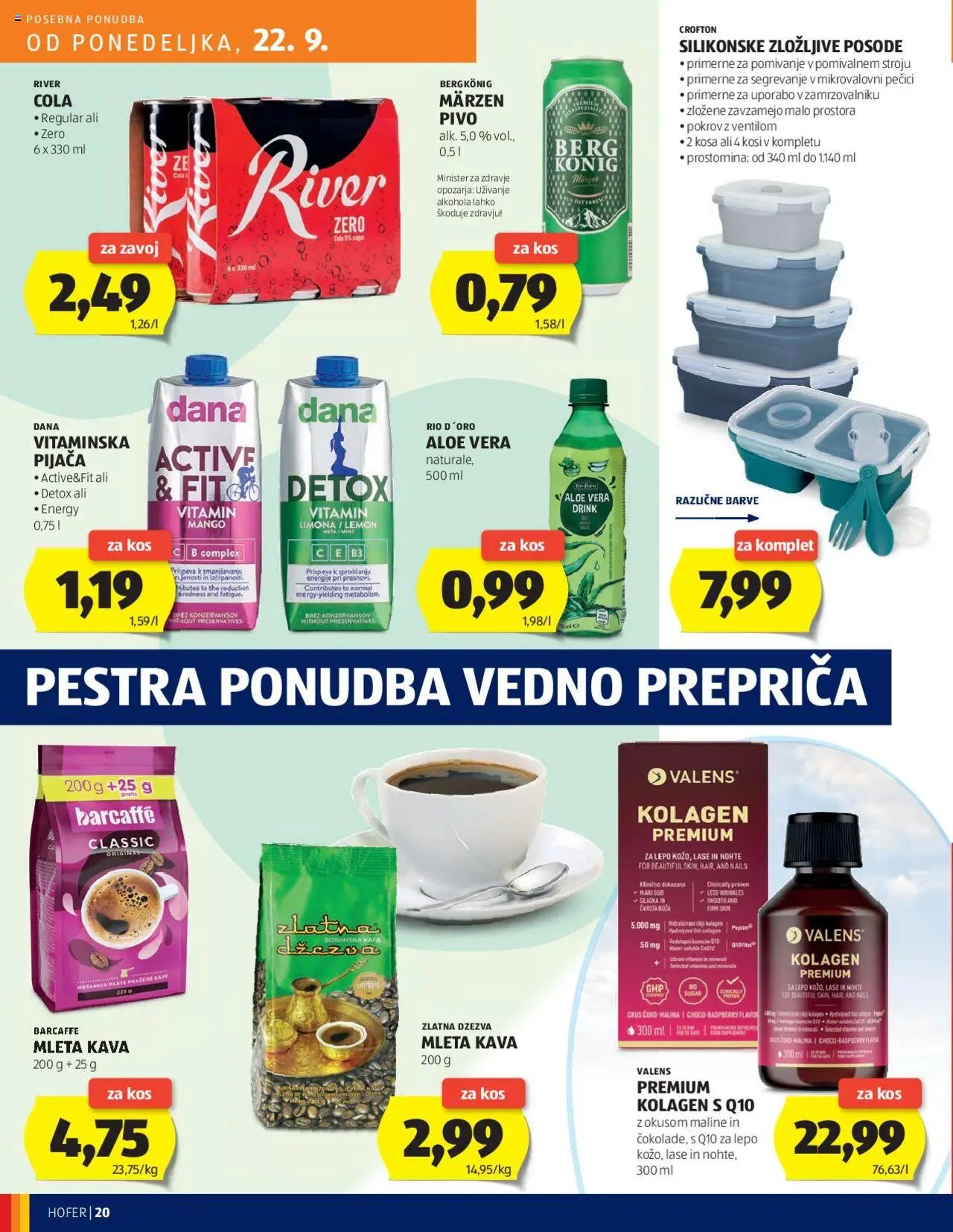 Novi Hofer katalog ponudbe – veljaven od 18.09.2025 | Stran: 20 | Izdelki: Kos, Pivo, Maline, Limona