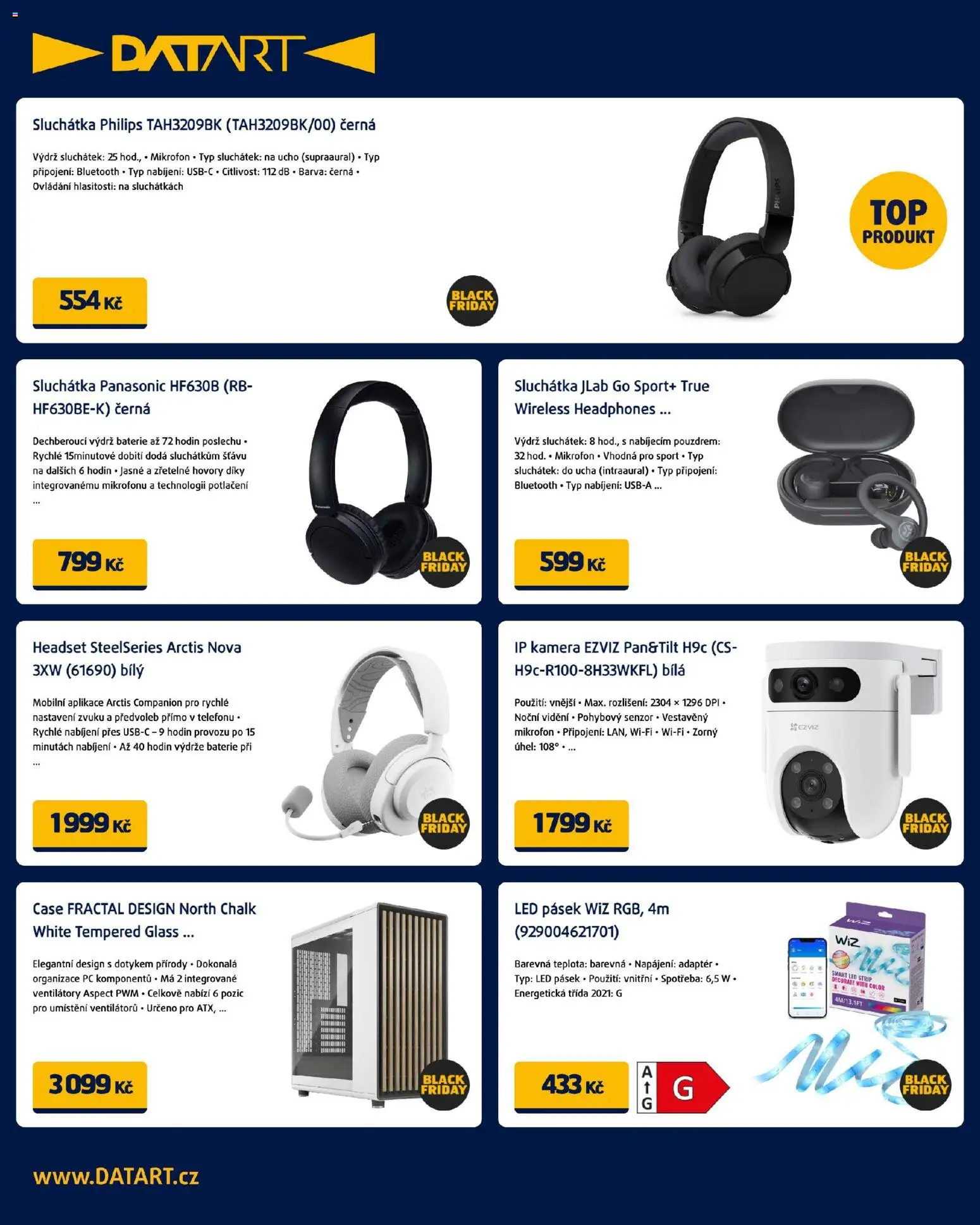 Datart Black Friday od 10.11.2025 | Strana: 4 | Produkty: Sluchátka, Kamera, Baterie, LED